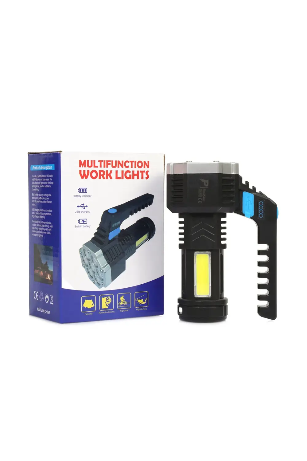 Ps-3879 Usb Şarj Göstergeli Şarj Edilebilir 7*xpe +cob Led El Fen