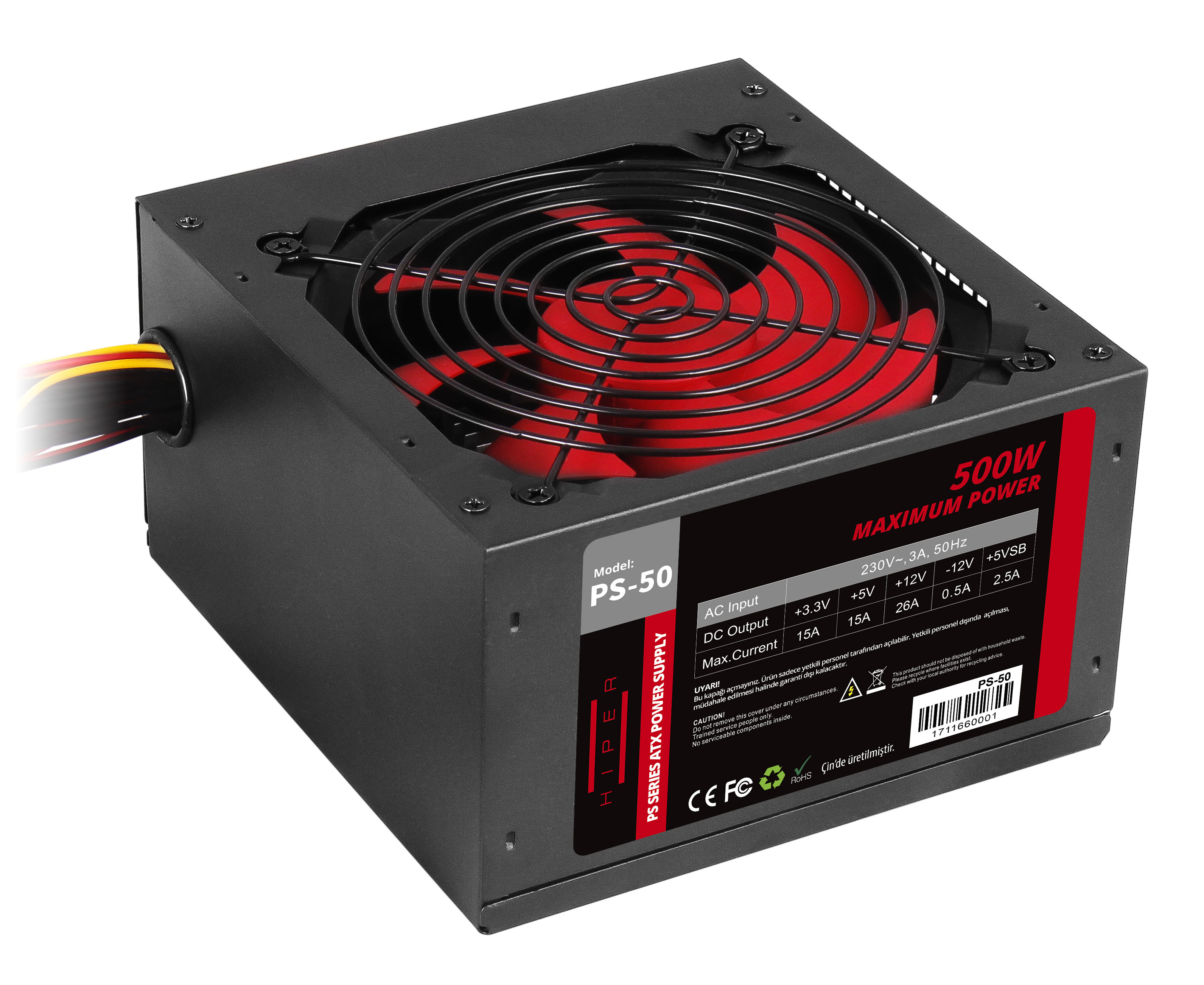 Hiper Ps-50 500W 12 Cm Fan Power Supply