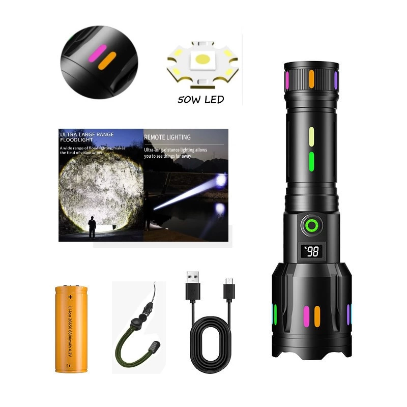 Ps-9885 Profesyonel Zoomlu 50w Şarjlı Powerbank Avcı Polis El Fen