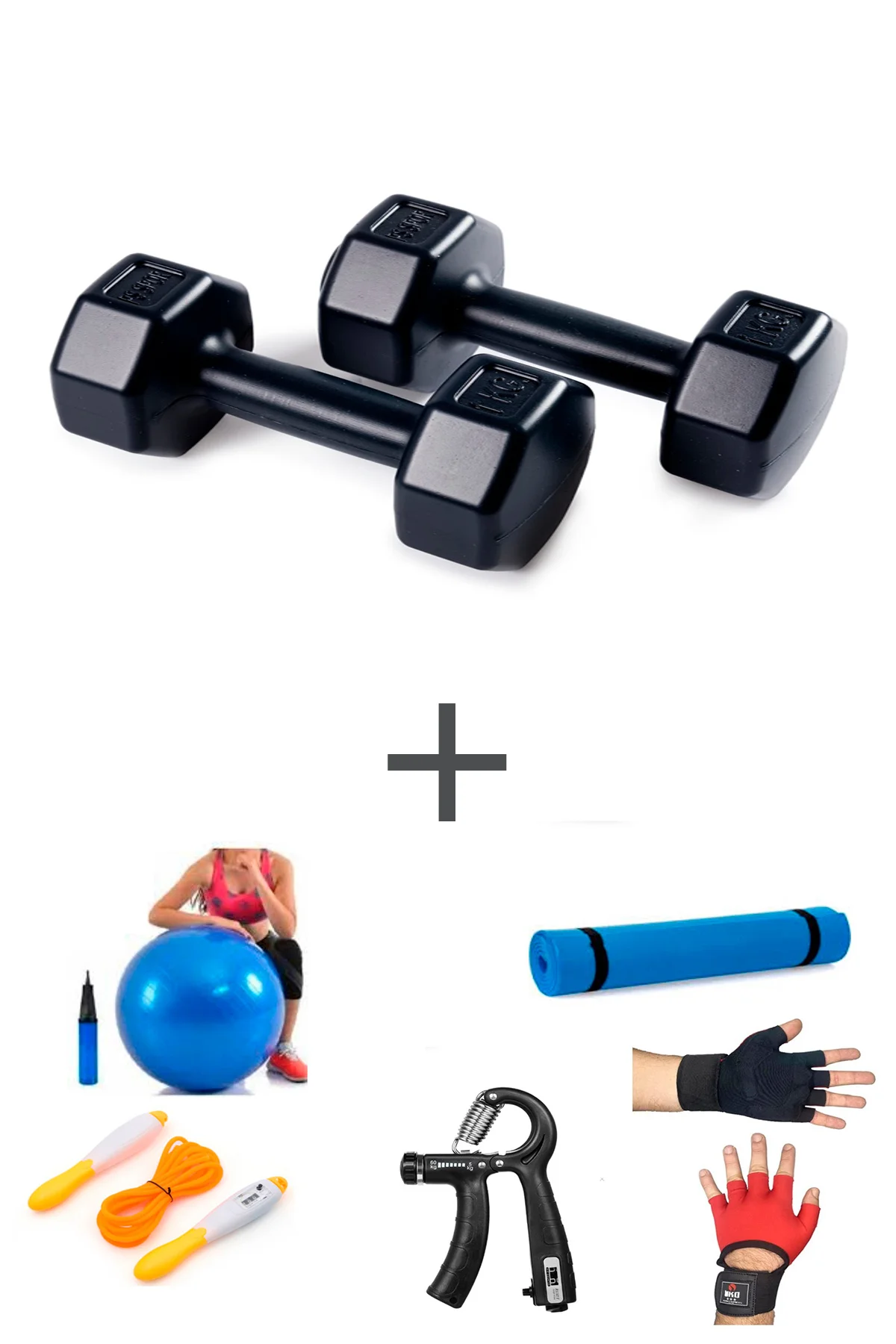PS SPOR 1 KG DAMBIL SET(1KG 2 ADET DAMBIL) + 5 ÇEŞİT EGZERSİZ SET