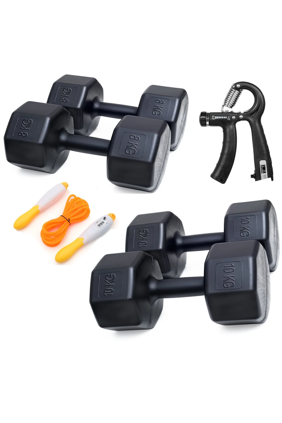 PS SPOR  2 Lİ DAMBIL SET 8 KG 2 ADET 10 KG 2 ADET SAYAÇLI AYARLAN