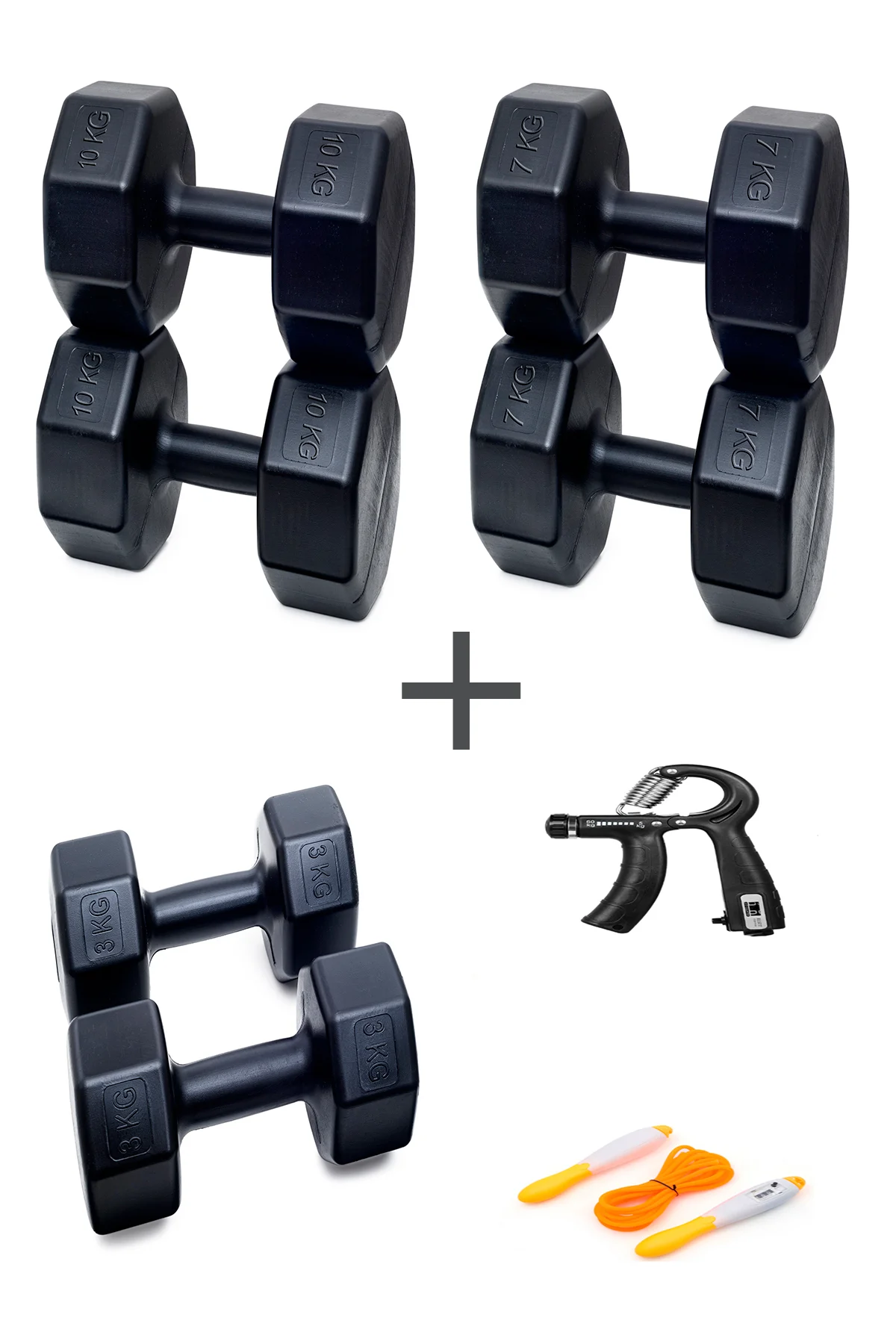 PS SPOR 3 ÇİFT DAMBIL SET 3 KG + 7 KG +10 KG + AYARLANABİLİR SAYA
