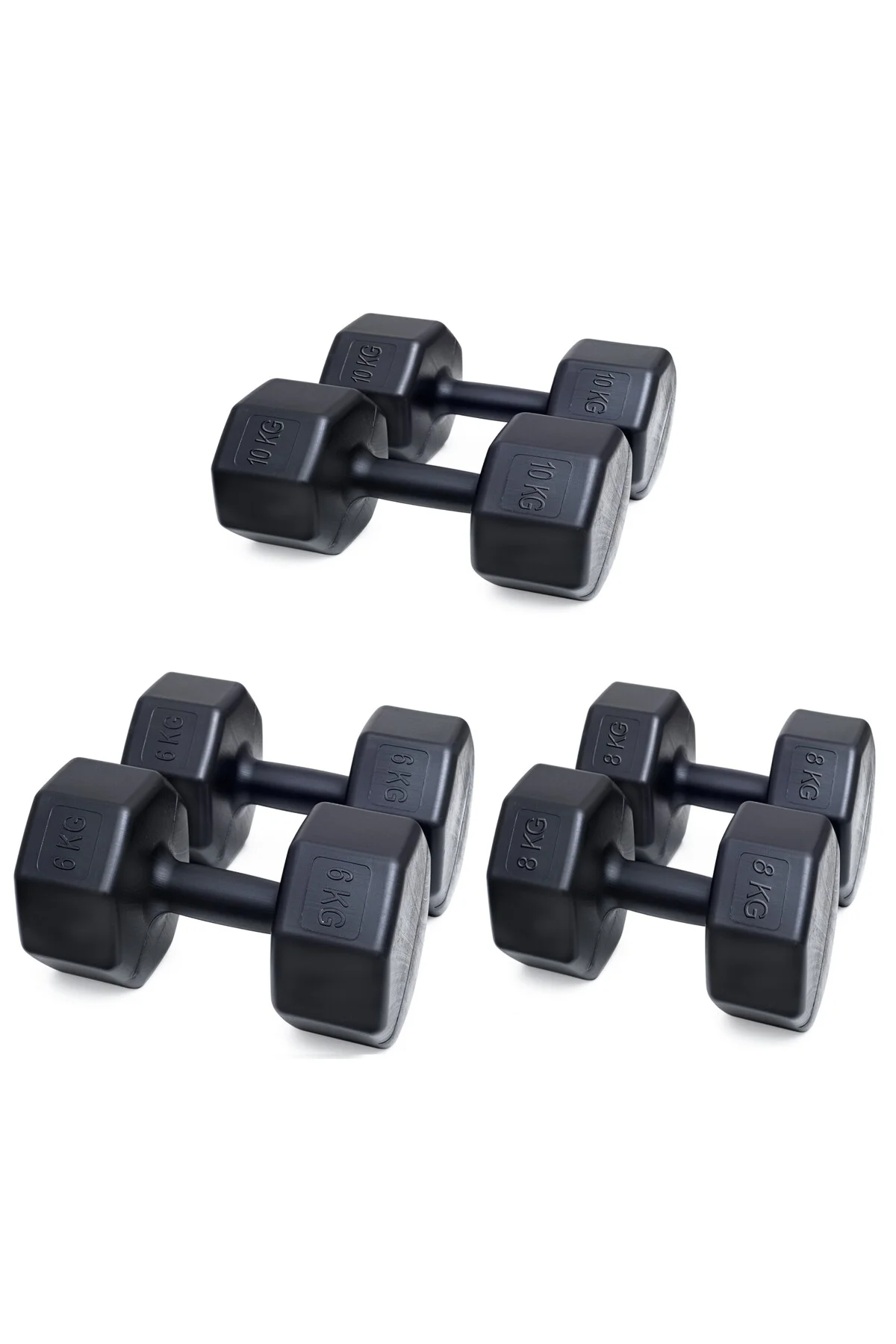 PS SPOR 3 ÇİFT DAMBIL SET  6 KG + 8 KG + 10 KG + STAND - Görsel 2