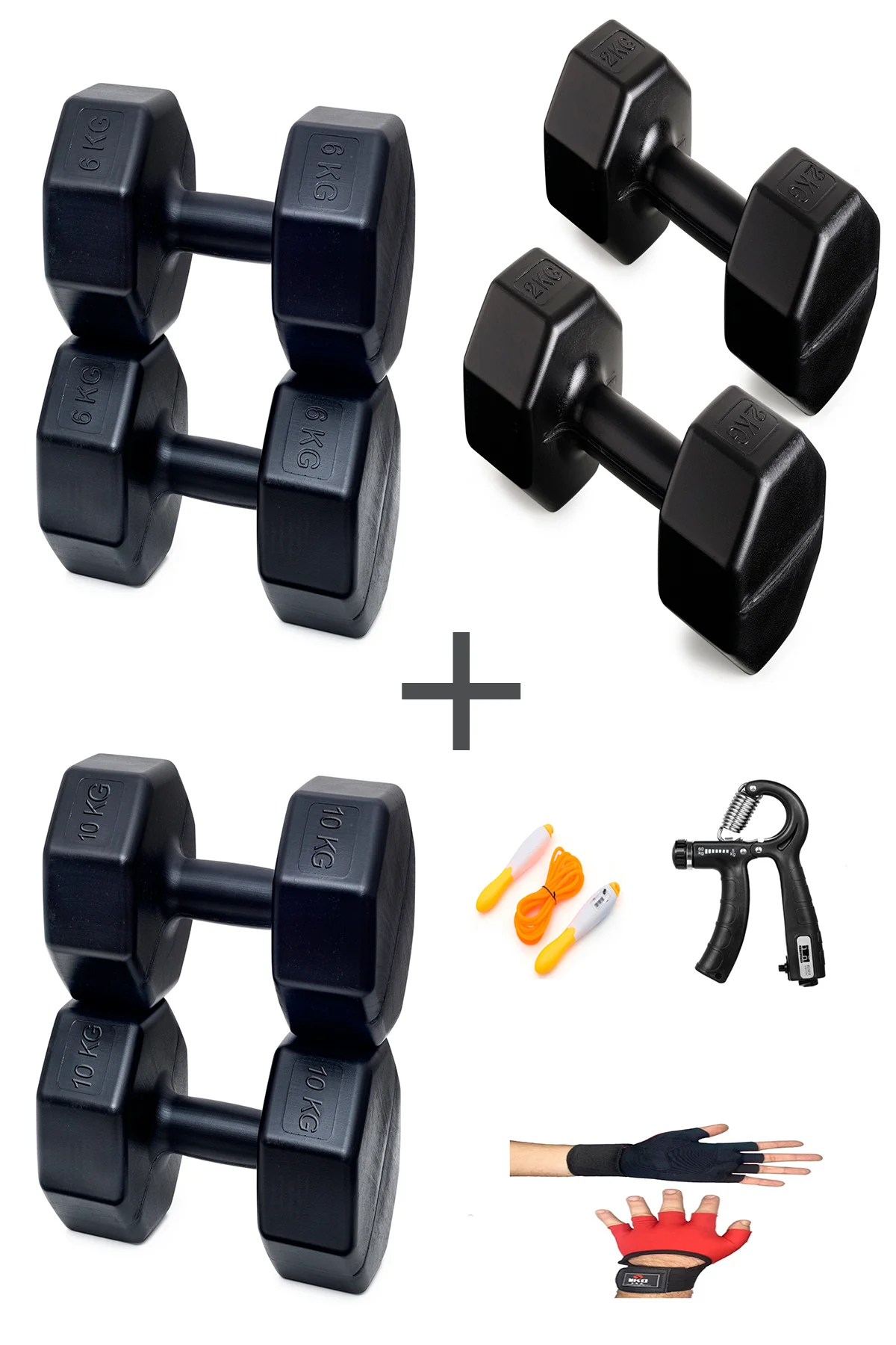 PS SPOR 3 ÇİFT DAMBIL SET 2 KG + 6 KG + 10 KG + ELDİVEN AYARLANAB