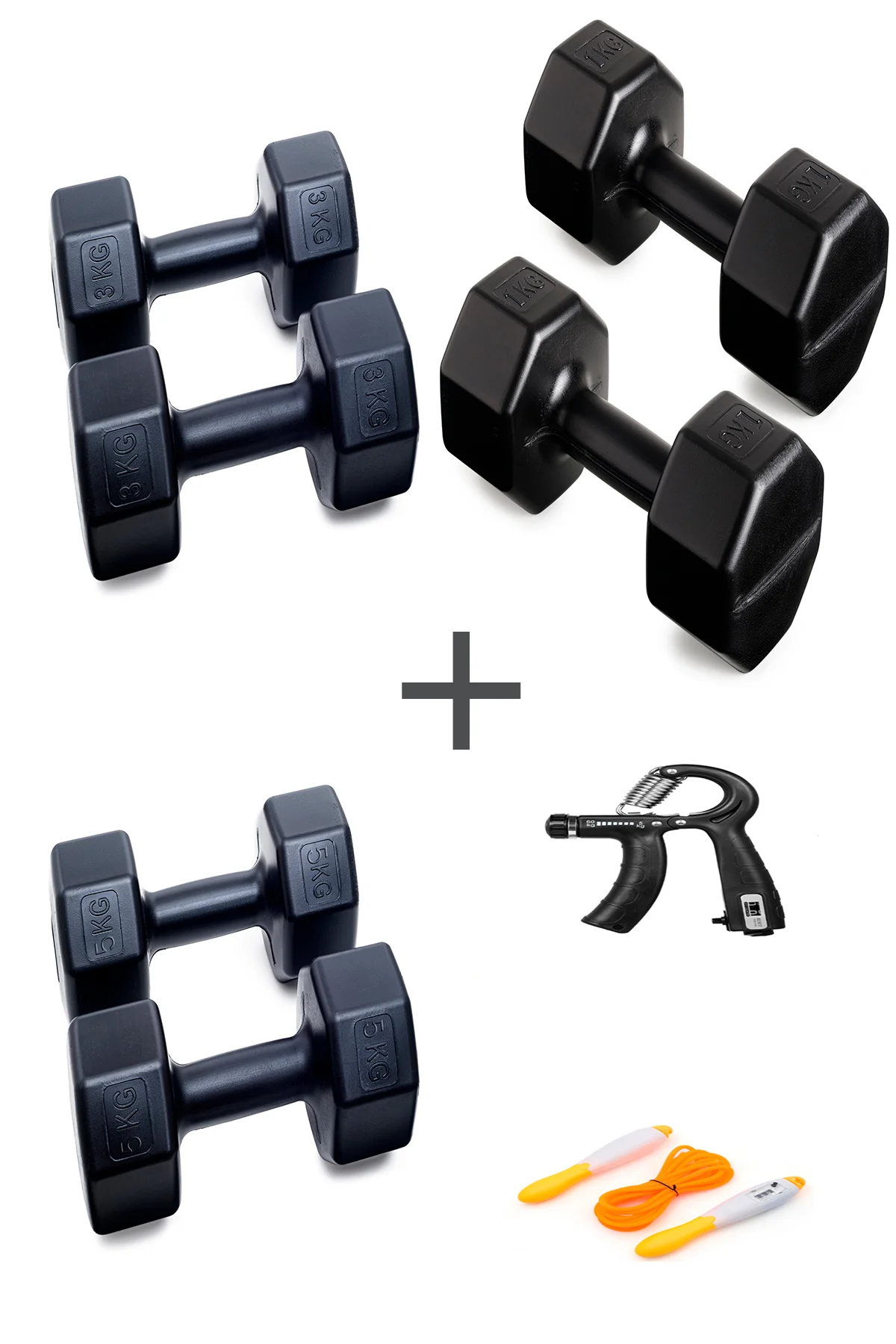 PS SPOR 3 ÇİFT DAMBIL SET 1 KG + 3 KG +5 KG + AYARLANABİLİR SAYAÇ