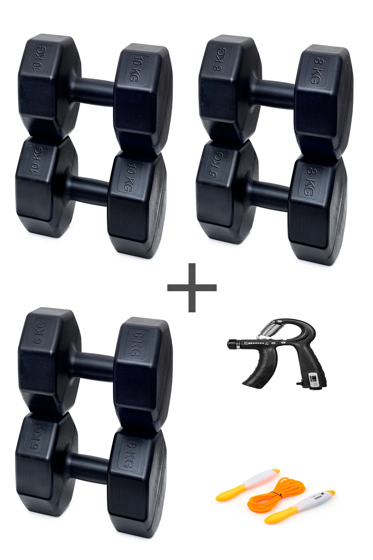 PS SPOR 3 ÇİFT DAMBIL SET 6 KG + 8 KG +10 KG + AYARLANABİLİR SAYA