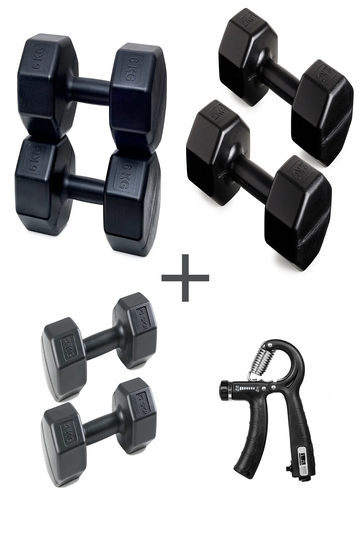 PS SPOR 3 ÇİFT DAMBIL SET 2 KG + 4 KG +6 KG + AYARLANABİLİR SAYAÇ