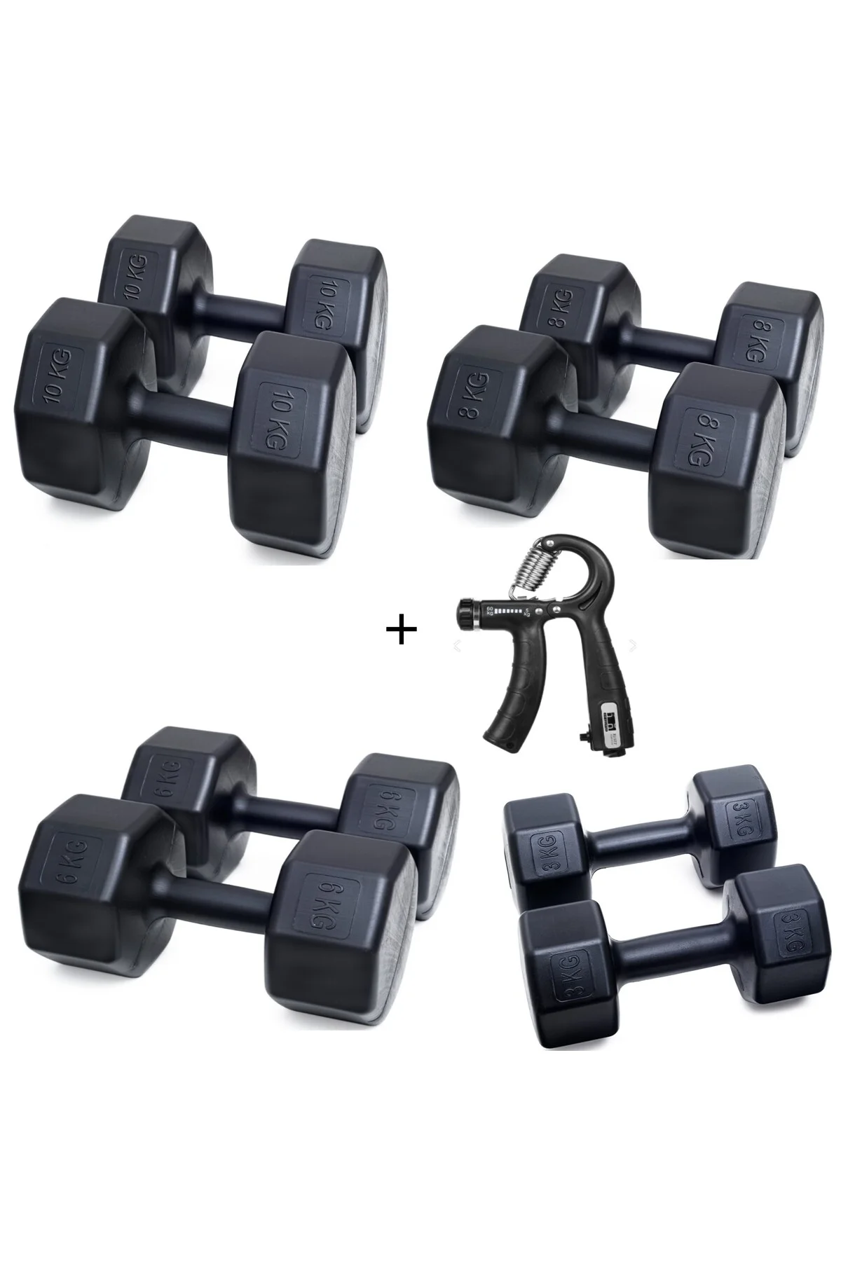 PS SPOR 4 ÇİFT DAMBIL SET+SAYAÇLI AYARLANABİLİR EL YAYI = 3 KG 6 KG 8 KG  10 KG