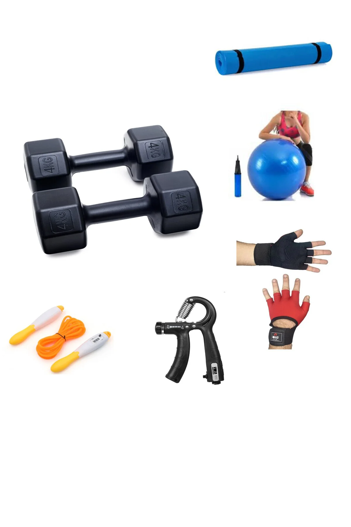 PS SPOR 4 KG DAMBIL X 2 ADET = 8 KG + 5 ÇEŞİT PLASTES VE EGZERSİZ