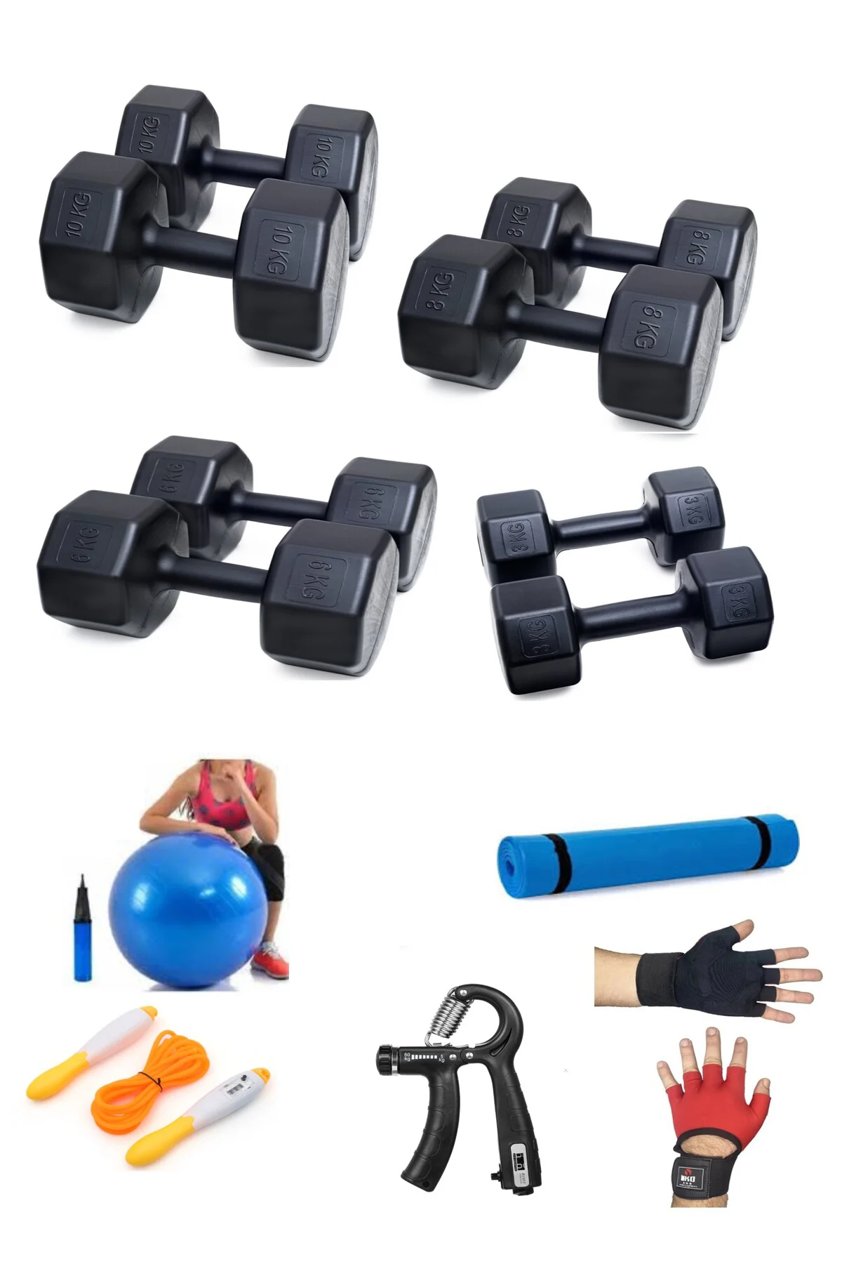 PS SPOR 4 SET DAMBIL 3 KG X 2 AD. 6 KG X 2 AD. 8 KG X 2 AD. 10 KG