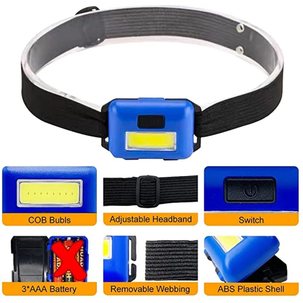 PS-T89 Mini Pilli COB LED 3 Mod Su Geçirmez Kafa Feneri Lambası T