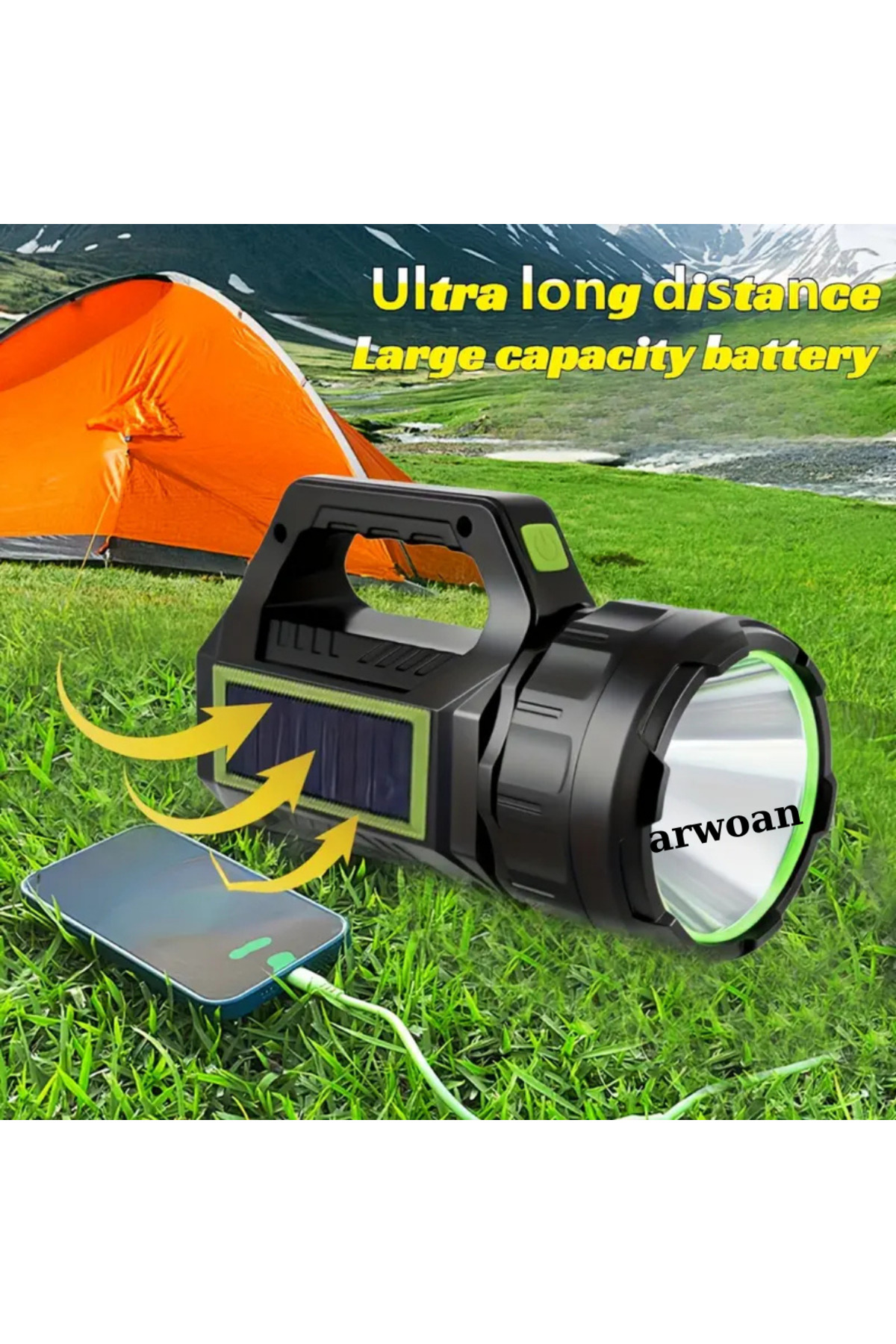 Arwoan Ps-T95 10W Uzun Menzilli Solar Panelli Usb Ultra Güçlü Ledli Şarj