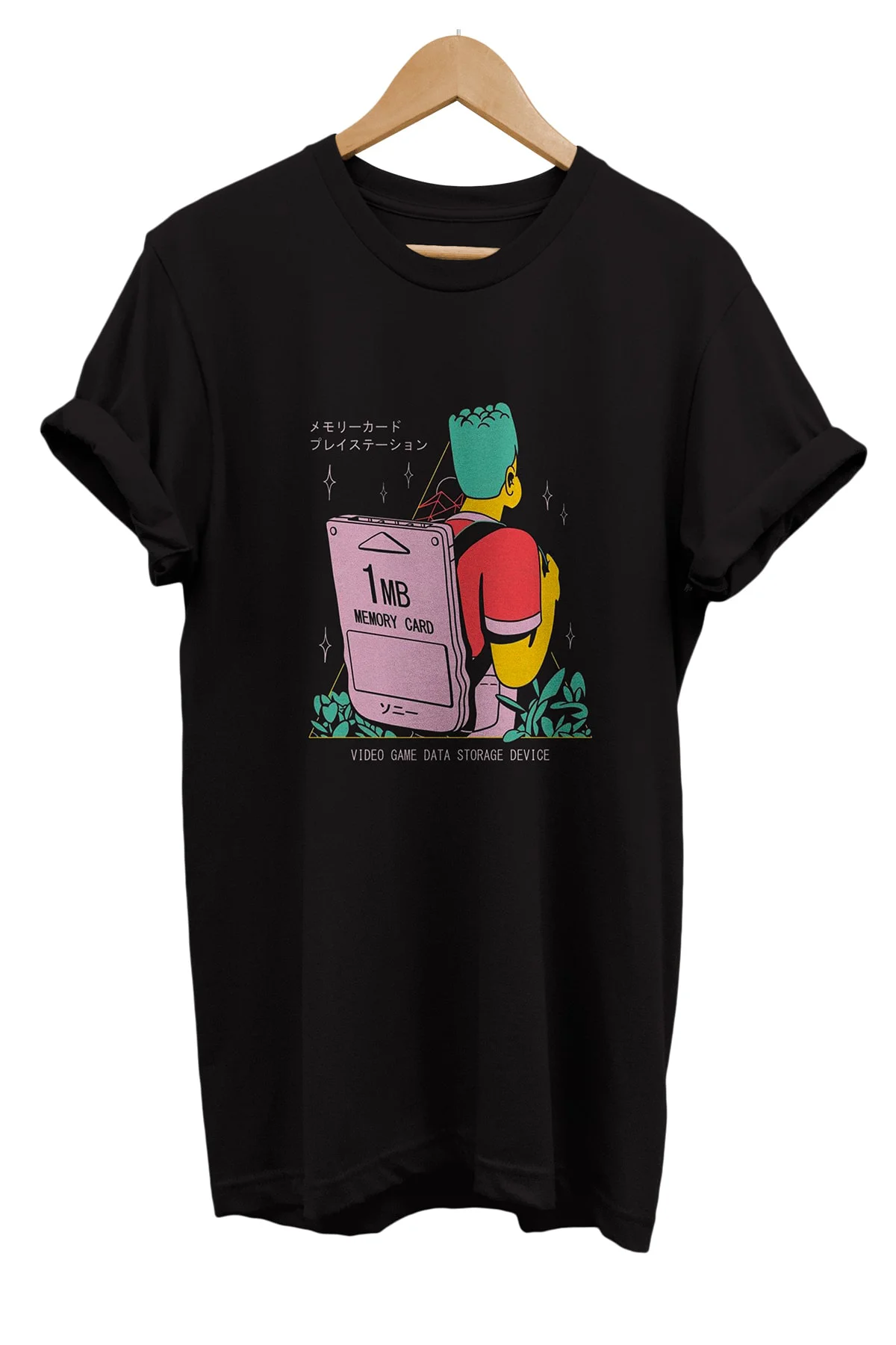 Ps1 Memory Card Baskılı %100 Pamuk Basic T-shirt Normal Beden Tişört
