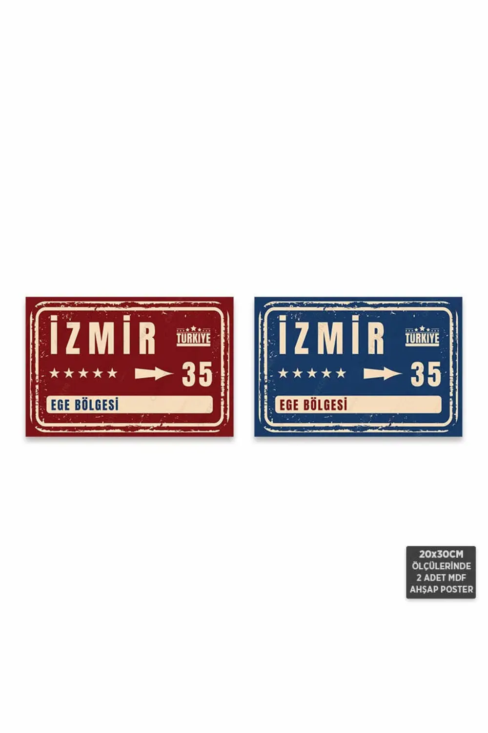 PS1073 - İzmir Şehir Tabelası Retro Mdf Ahşap Poster Set (2 Adet  Fiyatı, Yorumları ve Özellikleri