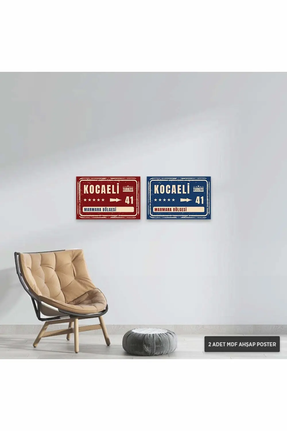PS1079 - Kocaeli Şehir Tabelası Retro Mdf Ahşap Poster Set (2 Ade