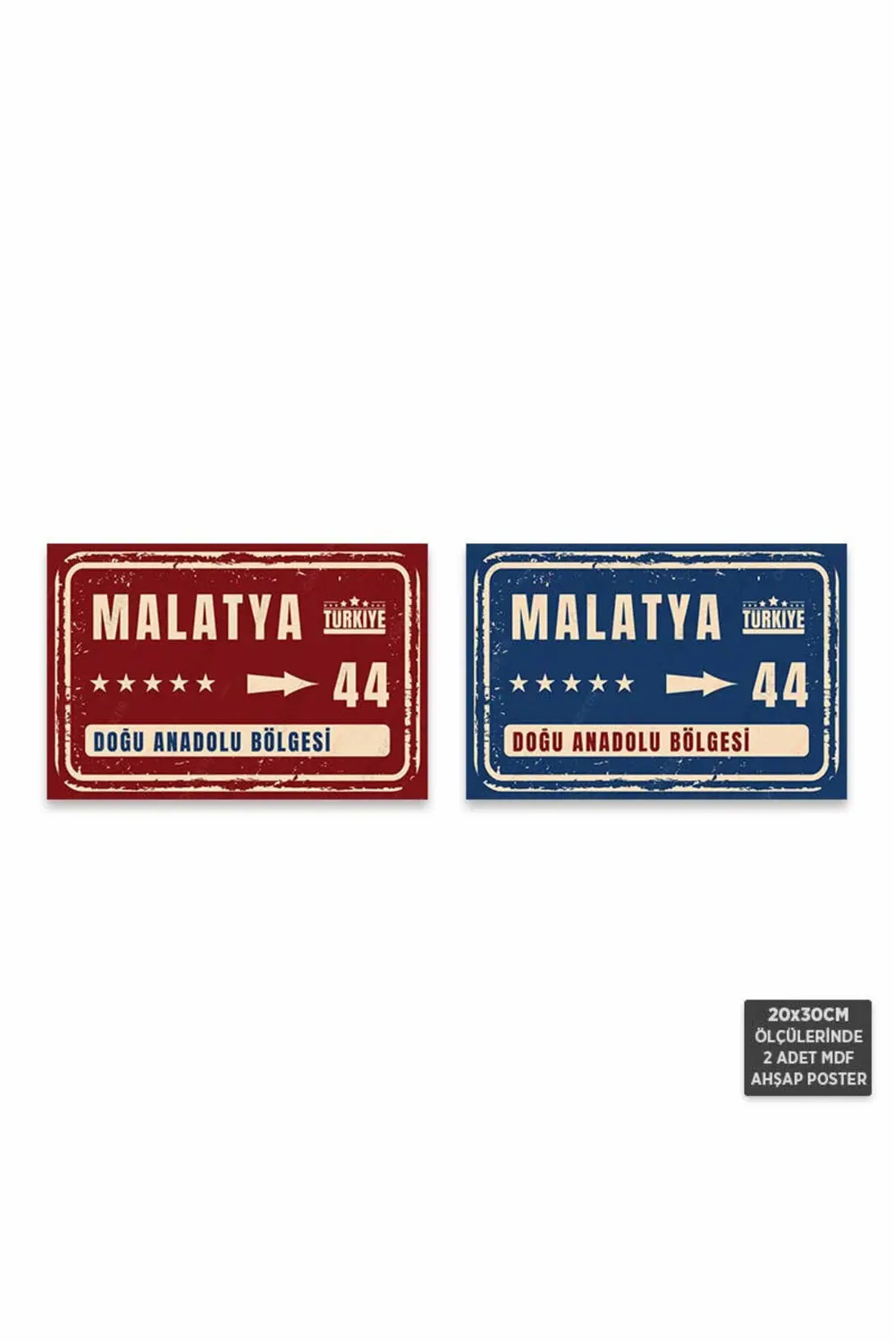 PS1083 - Malatya Şehir Tabelası Retro Mdf Ahşap Poster Set (2 Ade