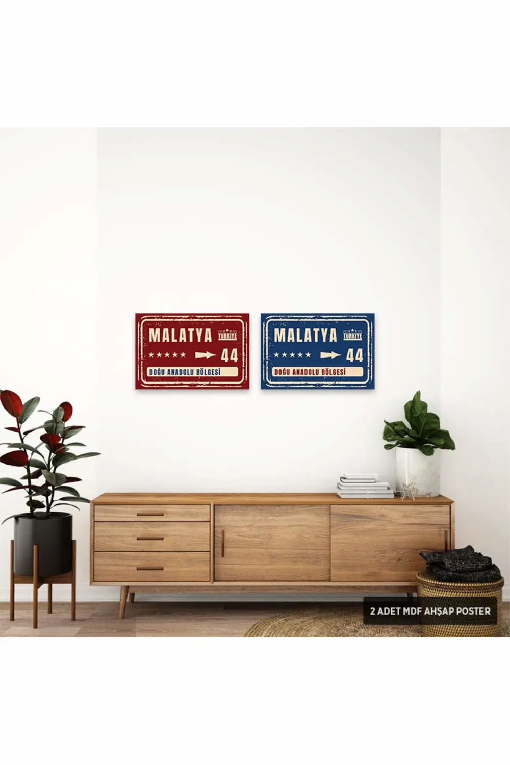 PS1083 - Malatya Şehir Tabelası Retro Mdf Ahşap Poster Set (2 Ade