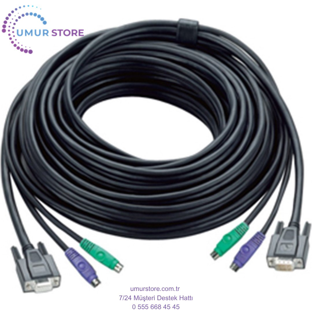 Ps/2 Kvm Kablosu, VGA Monitör 15 Pin Hdb Dişi, Ps/2 Klavye 6 Pin