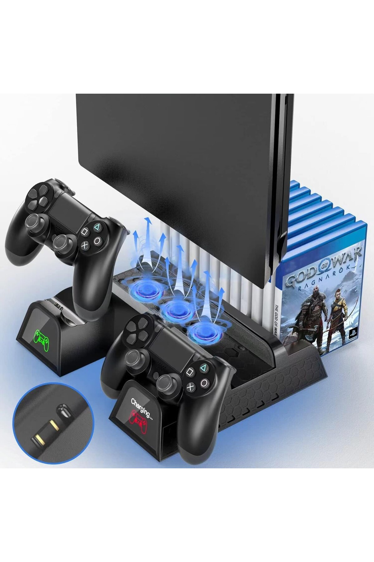 Hepu Ps4 Slim 3 Fanlı Soğutucu Stand + Çift Şarj Dock – Tp4-882C