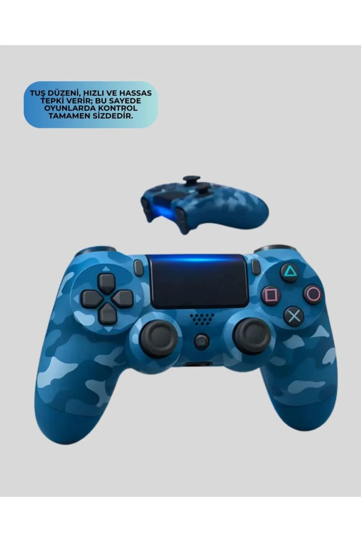 Ps4 Uyumlu Kablosuz Oyun Kolu Ergonomik Çift Titreşimli