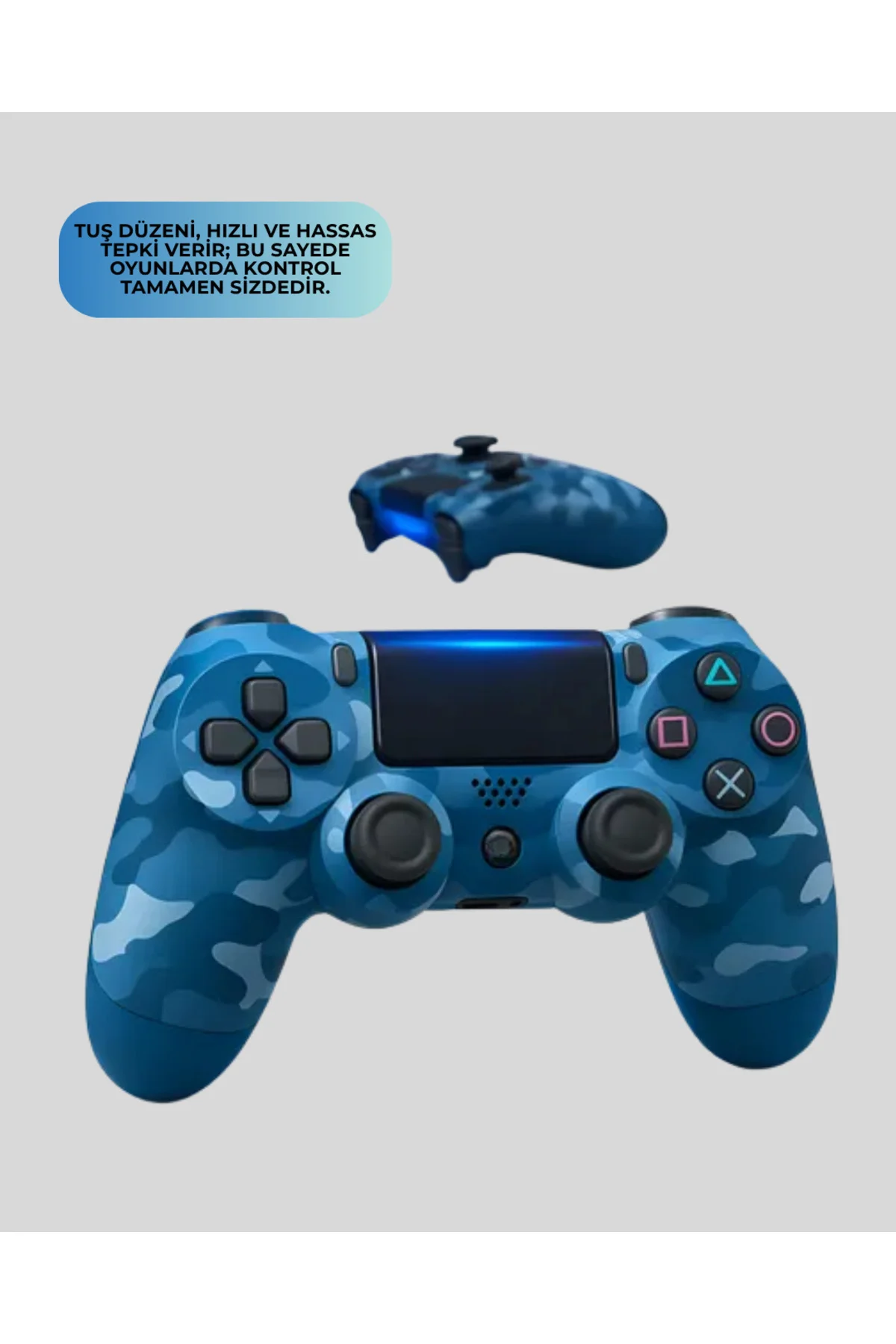 PS4 Uyumlu Kablosuz Oyun Kolu Ergonomik Çift Titreşimli
