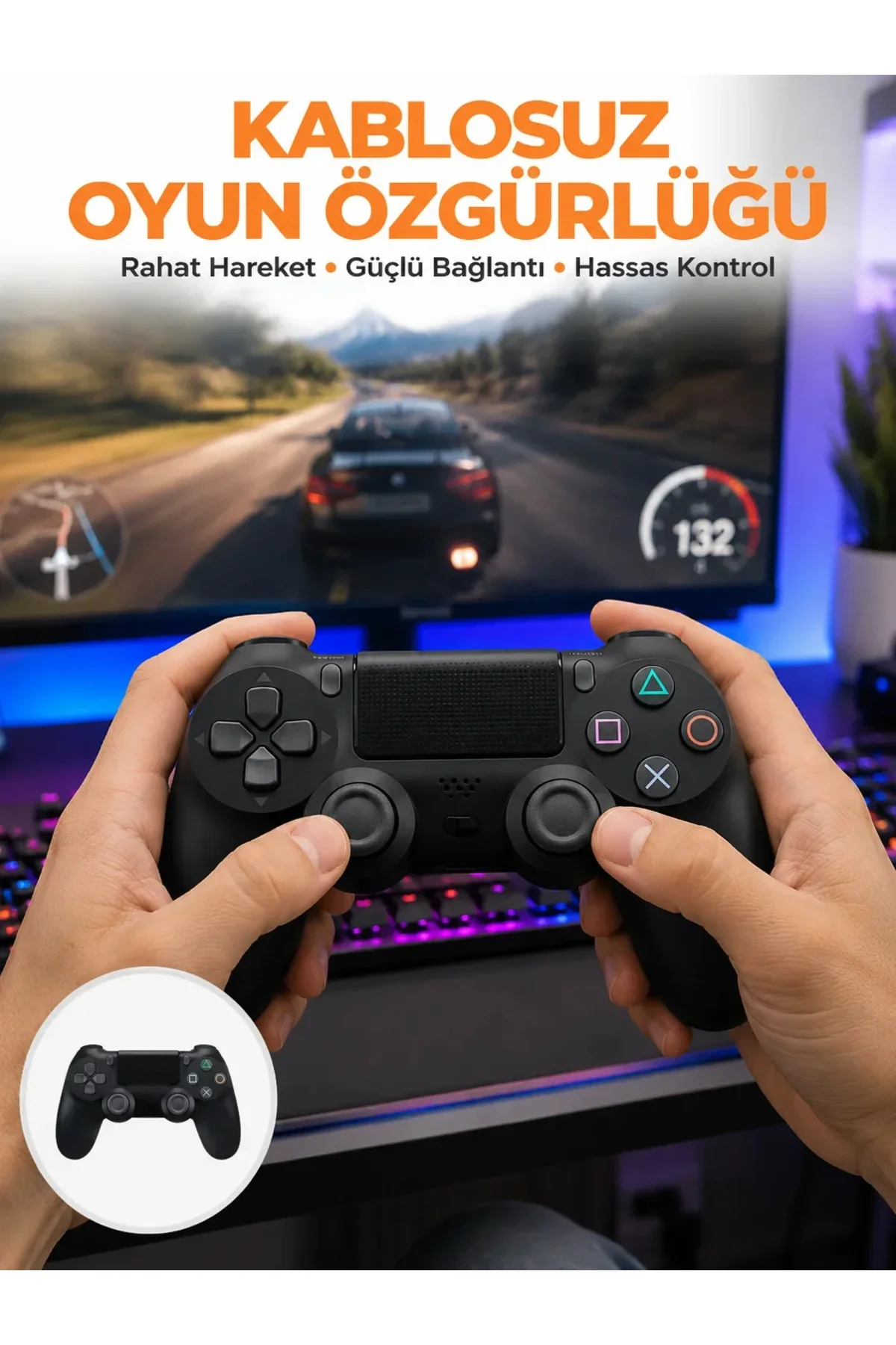 PS4 Uyumlu Kablosuz Oyun Kolu – Gerçekçi Titreşimli Geri Bildirim Yeni Nesil PS4 Uyumlu Kablosuz Oyun Kolu – Gerçekçi Titreşimli Geri Bildirim Yeni Nesil