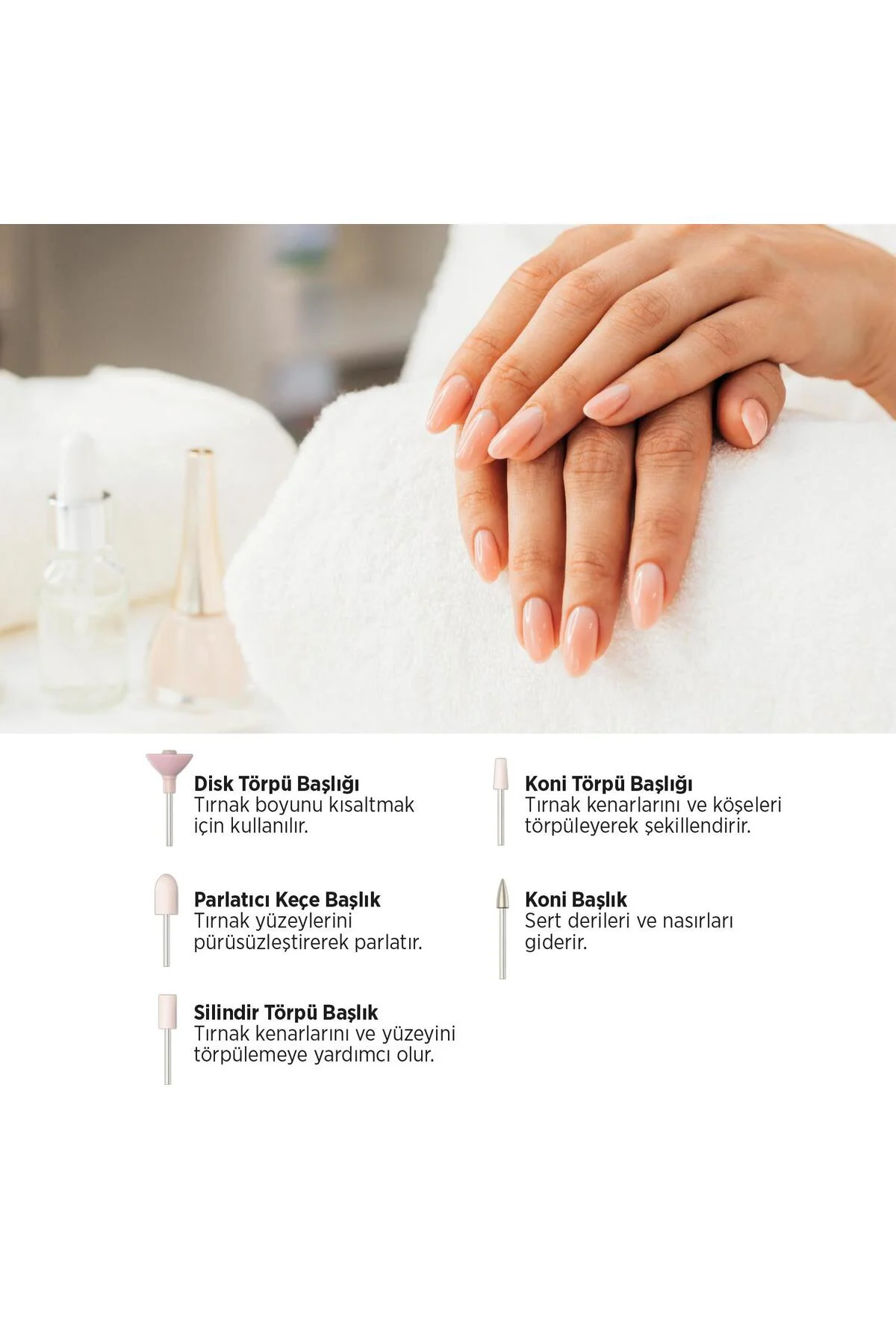 PSC101 Şarjlı Led Işıklı 5 Başlıklı 2 Kademeli Manikür Pedikür Se