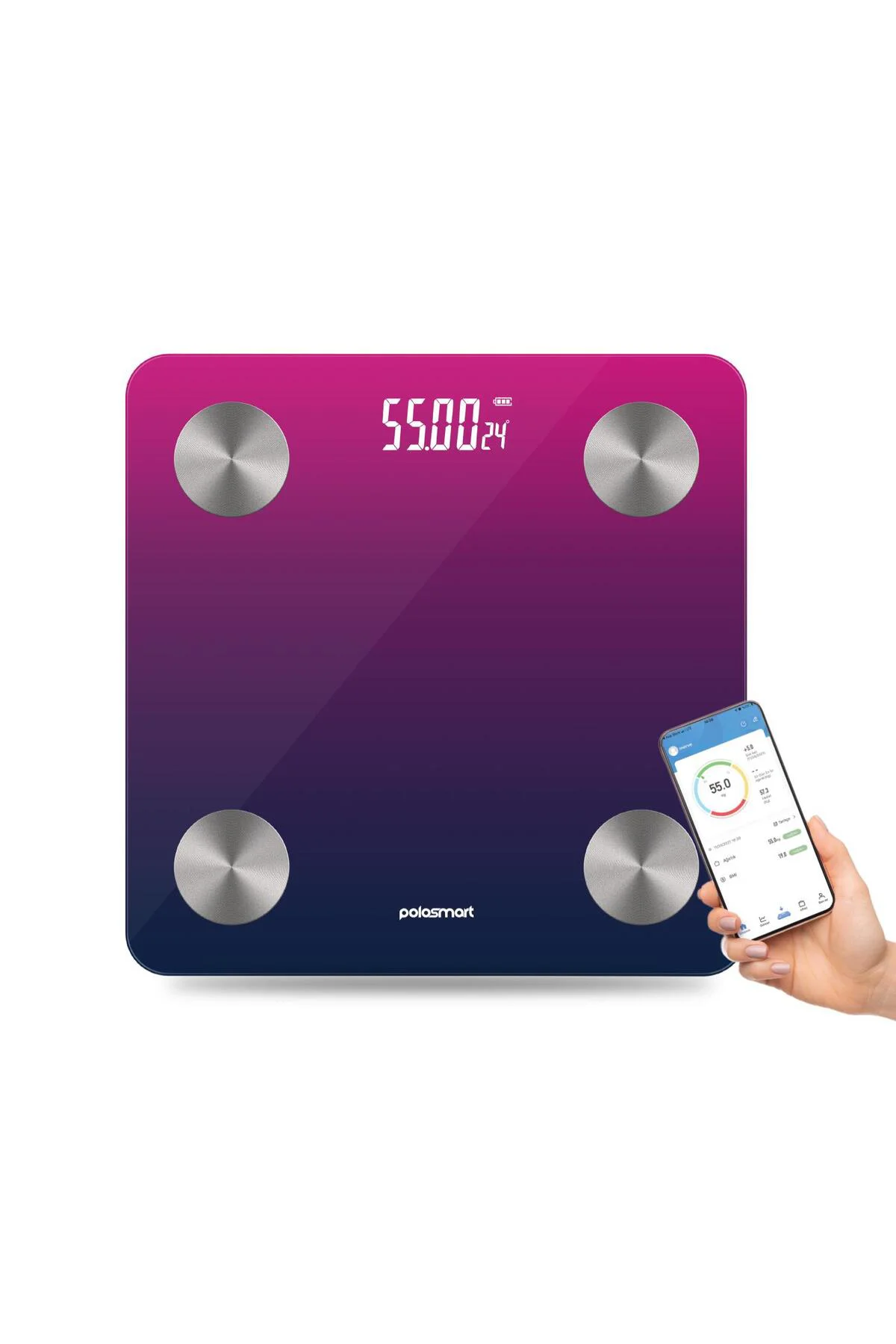 PSC76 Bluetooth Akıllı Baskül Tartı Navy Fuşya