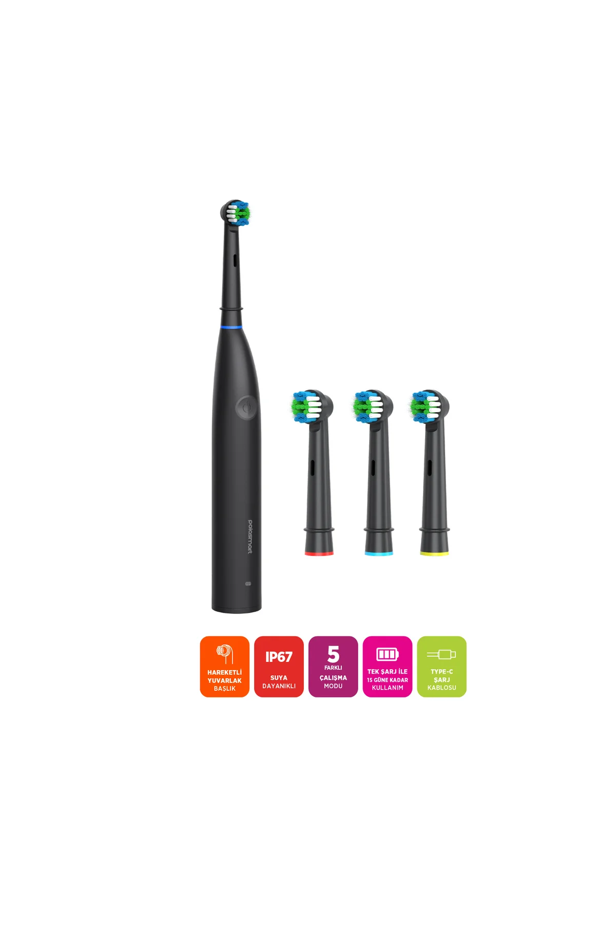 PSC81 Şarjlı 5 Modlu IP67 Suya Dayanıklı Diş Fırçası Antrasit