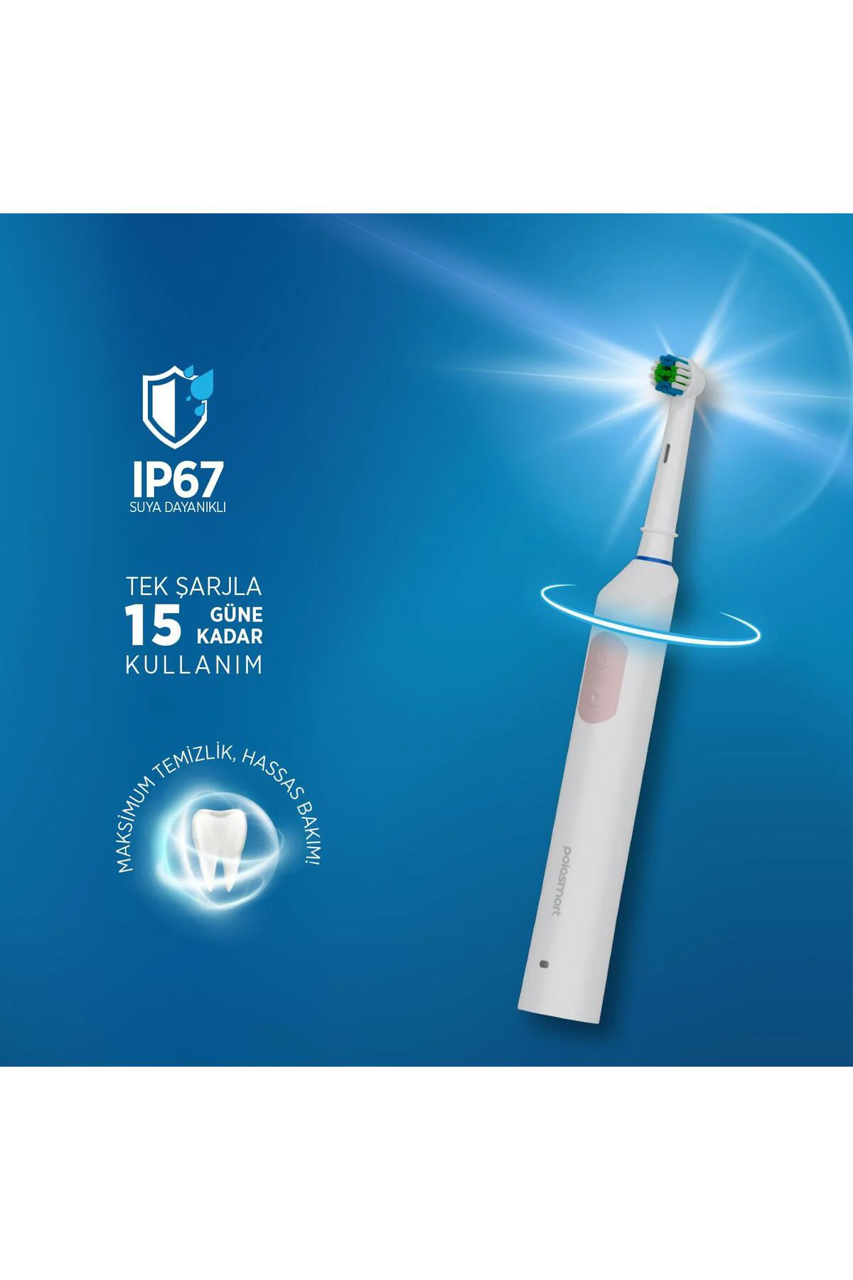 PSC82 Şarjlı 5 Modlu IP67 Suya Dayanıklı Diş Fırçası Pembe PSC82 Şarjlı 5 Modlu IP67 Suya Dayanıklı Diş Fırçası Pembe - Görsel 3