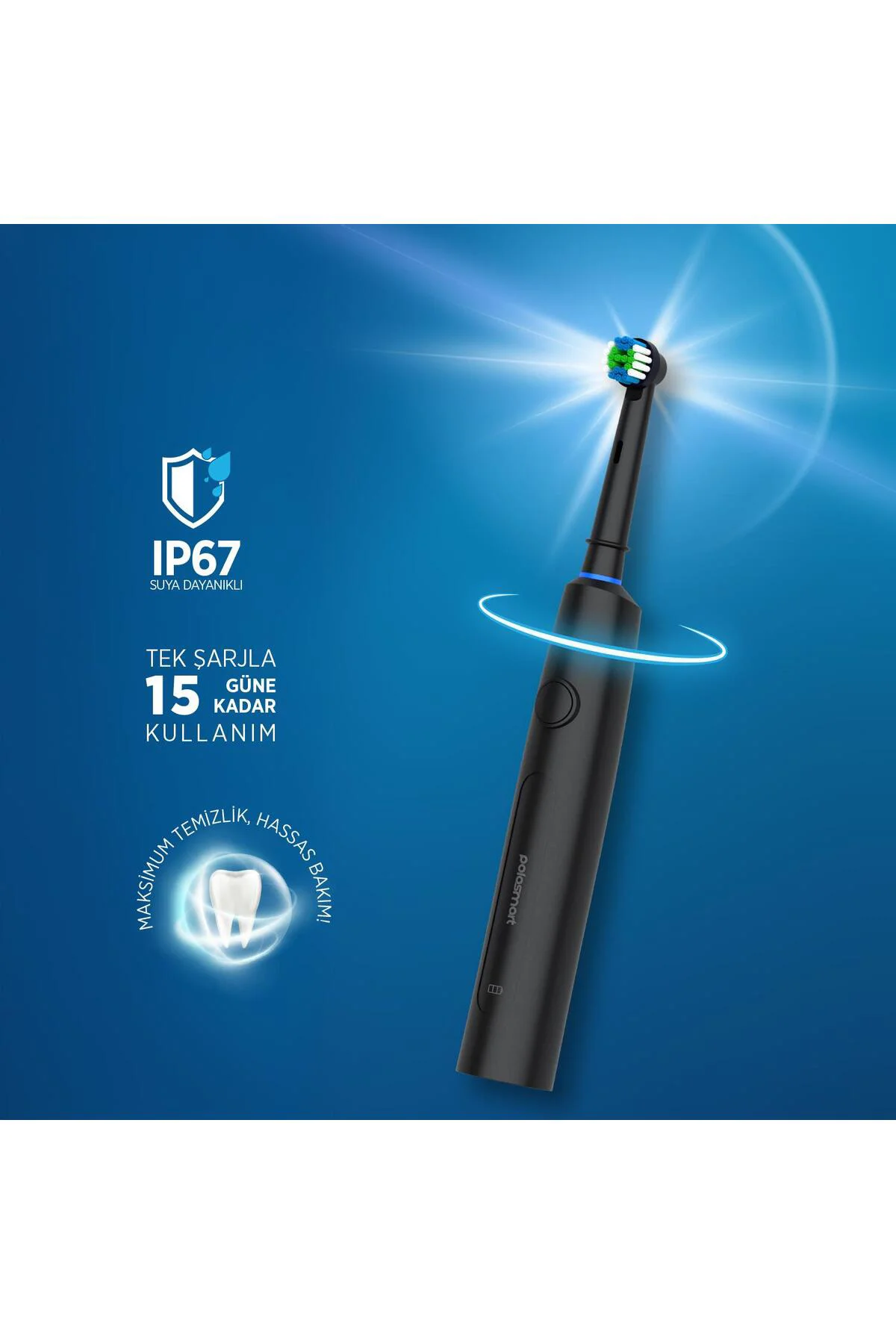 PSC83 Şarjlı 5 Modlu IP67 Suya Dayanıklı Diş Fırçası Antrasit
