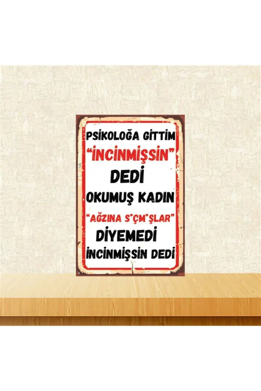 Psikoloğa Gittim 20-30 Cm Retro Ahşap Poster Tkfx4465