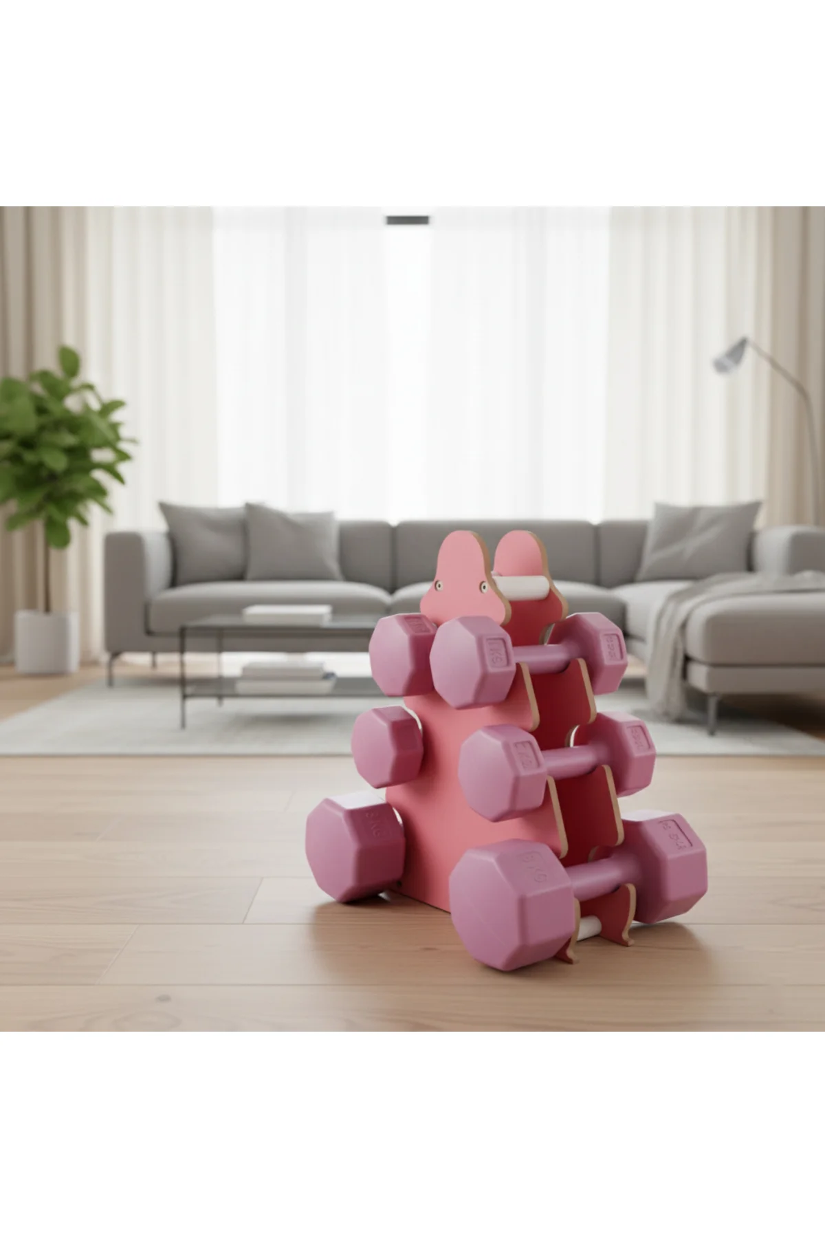 PSSPOR 3 Set Pembe Renk Dambıl Seti + Stand ( 2 Adet 1KG - 2 Adet