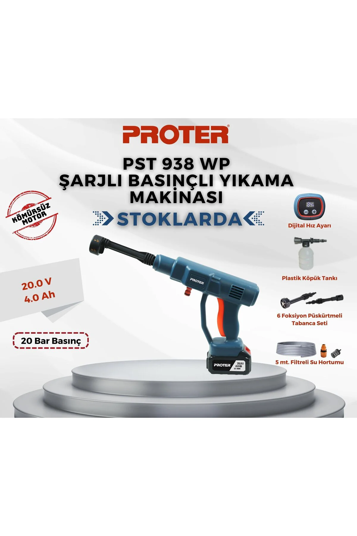 PST 938 WP ŞARJLI BASINÇLI YIKAMA MAKİNASI
