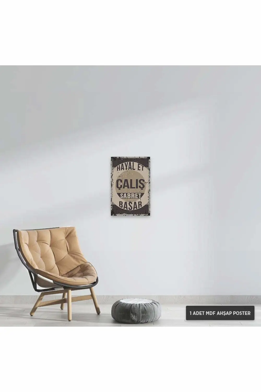 PT1006 - Et Çalış Sabret Başar Retro Mdf Ahşap Poster (20x30cm)