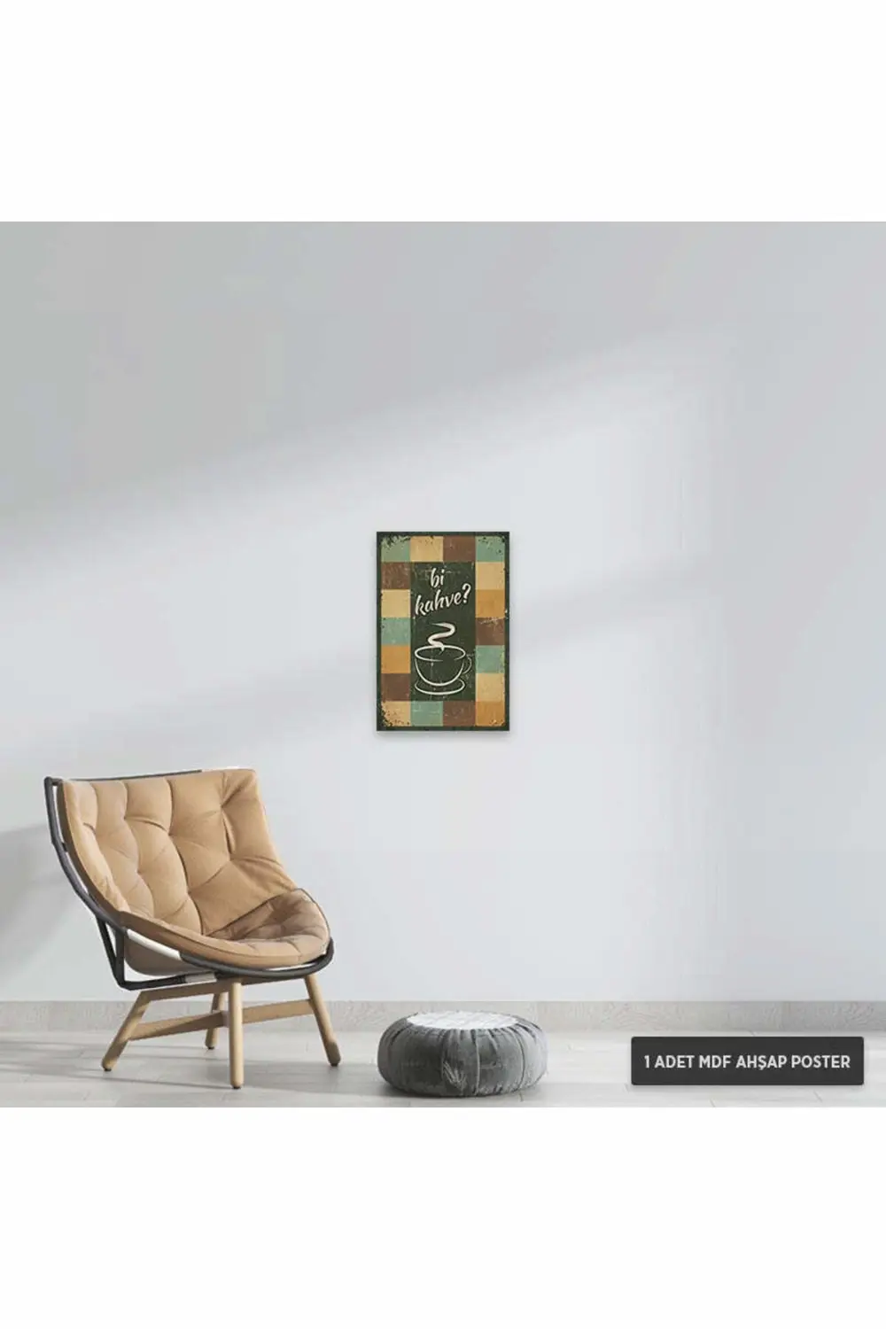 PT1025 - Bir Kahve? Retro Mdf Ahşap Poster (20x30cm)