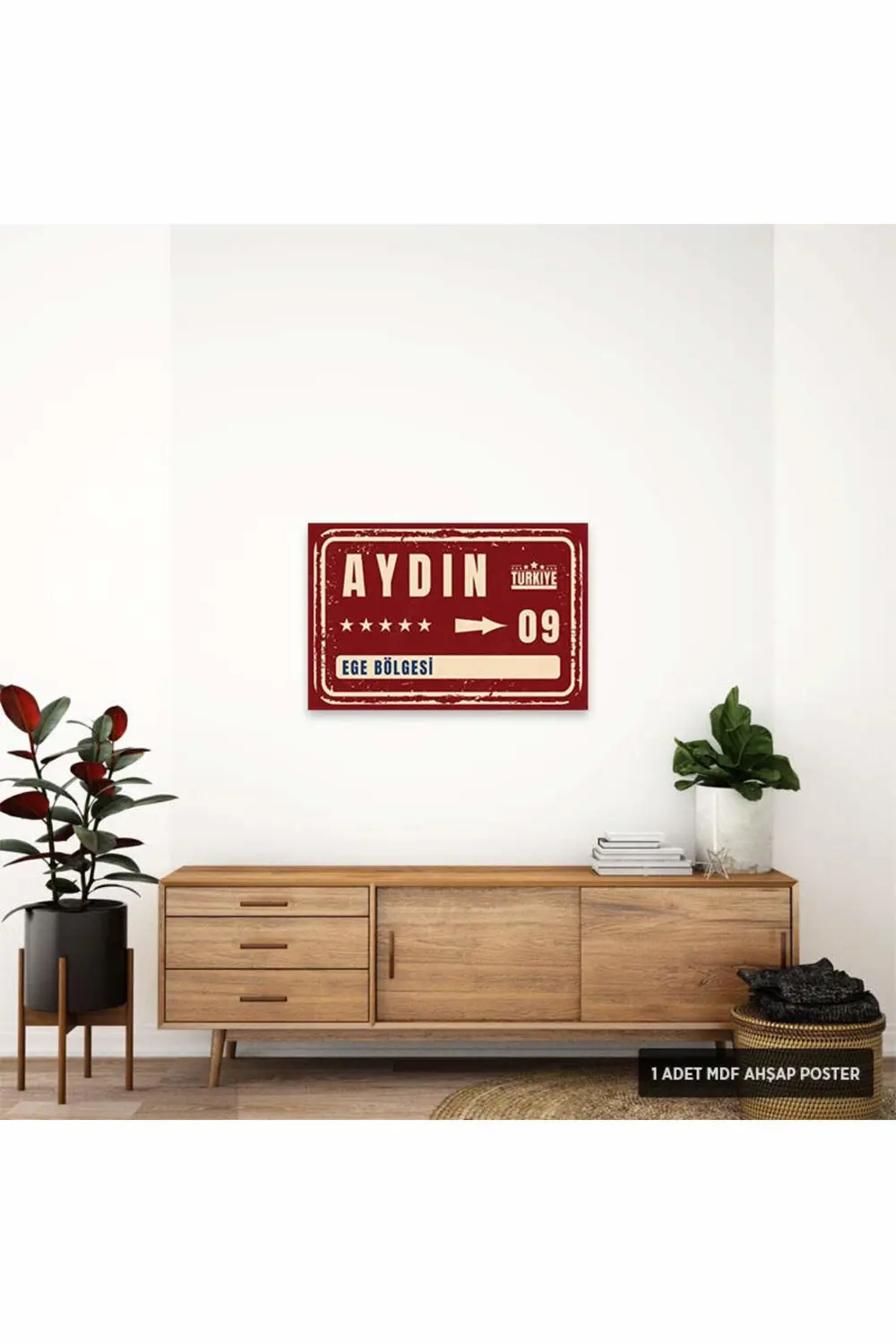PT1047 - Aydın Şehir Tabelası Retro Mdf Ahşap Poster (20x30cm)
