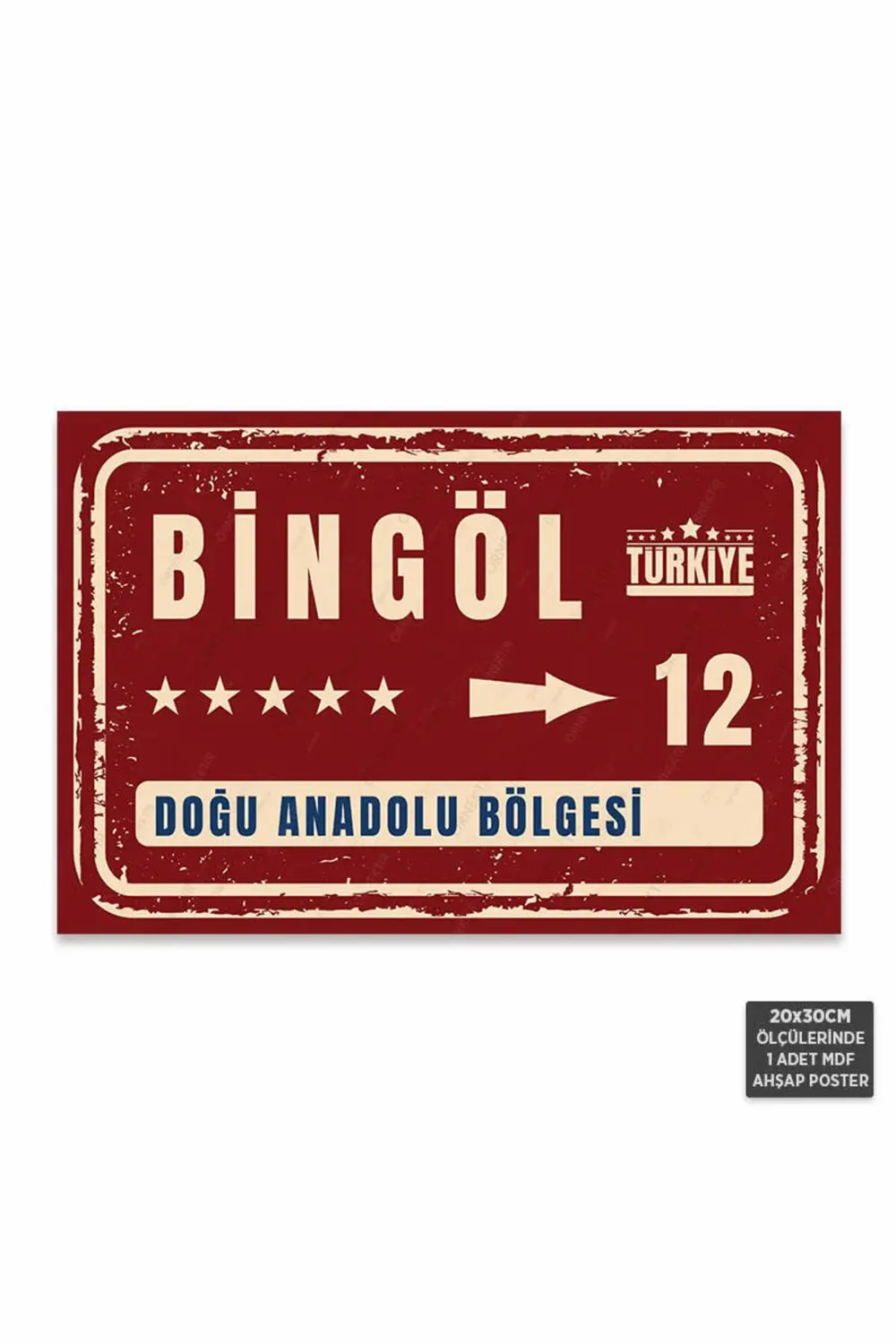 PT1053 - Bingöl Şehir Tabelası Retro Mdf Ahşap Poster (20x30cm) Fiyatı, Yorumları ve Özellikleri