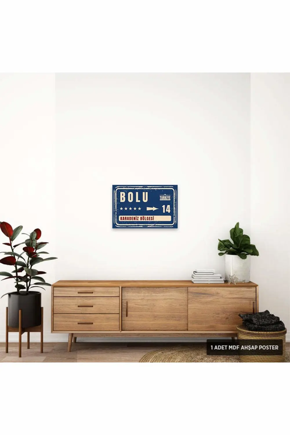 PT1058 - Bolu Şehir Tabelası Retro Mdf Ahşap Poster (20x30cm)