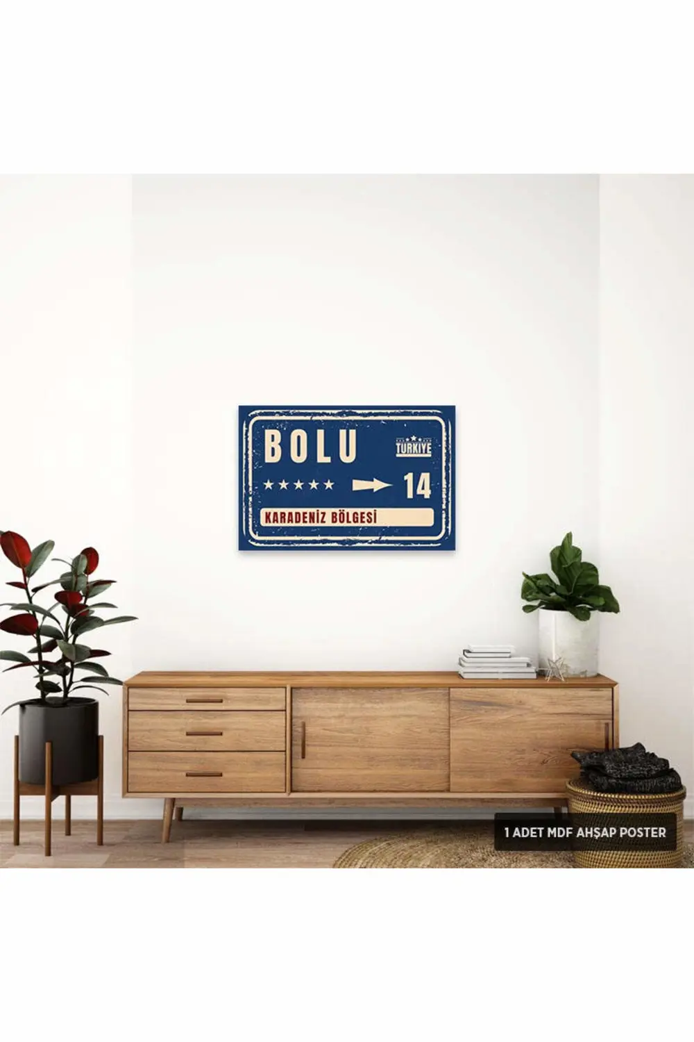 PT1058 - Bolu Şehir Tabelası Retro Mdf Ahşap Poster (20x30cm)