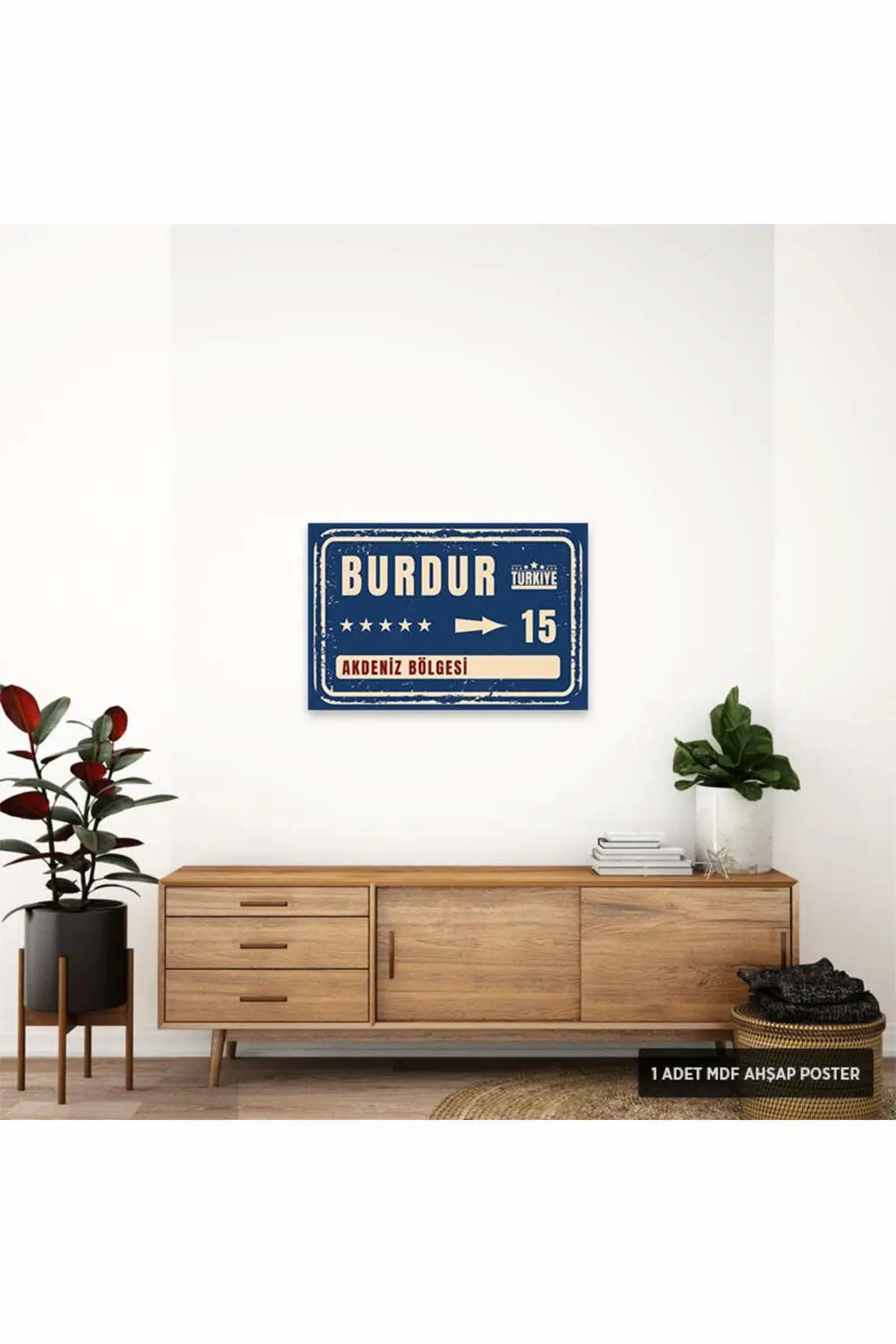 PT1060 - Burdur Şehir Tabelası Retro Mdf Ahşap Poster (20x30cm)