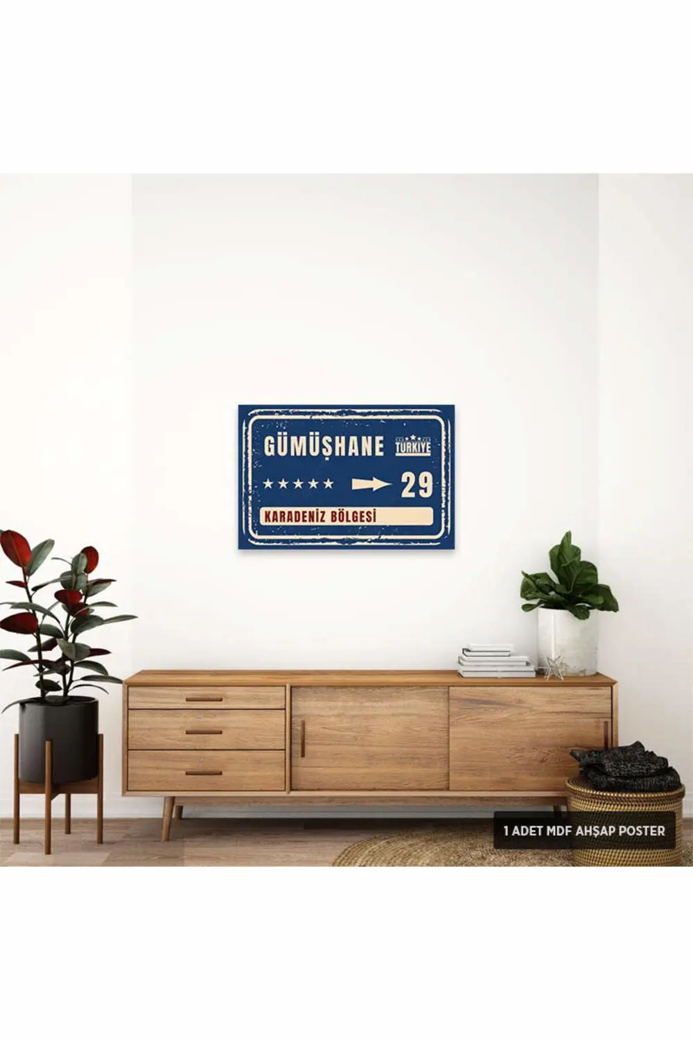 PT1088 - Gümüşhane Şehir Tabelası Retro Mdf Ahşap Poster (20x30cm