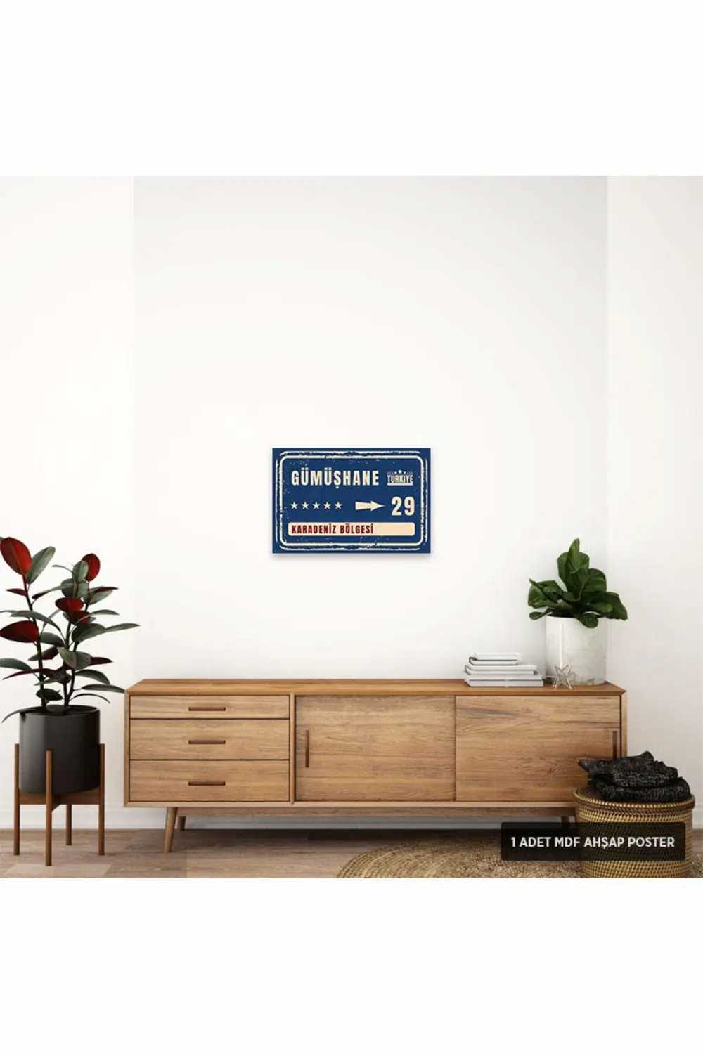PT1088 - Gümüşhane Şehir Tabelası Retro Mdf Ahşap Poster (20x30cm