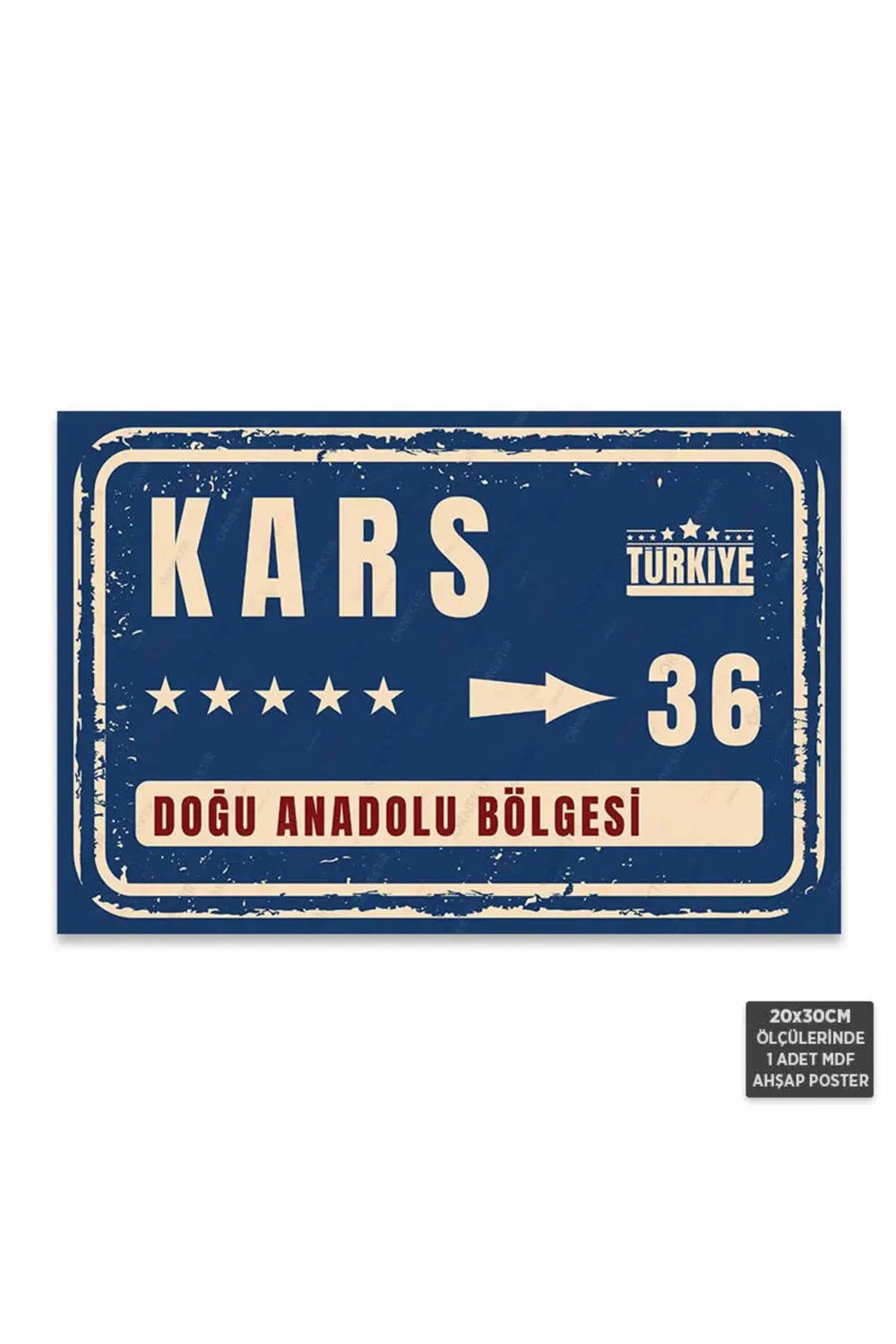 PT1102 - Kars Şehir Tabelası Retro Mdf Ahşap Poster (20x30cm)