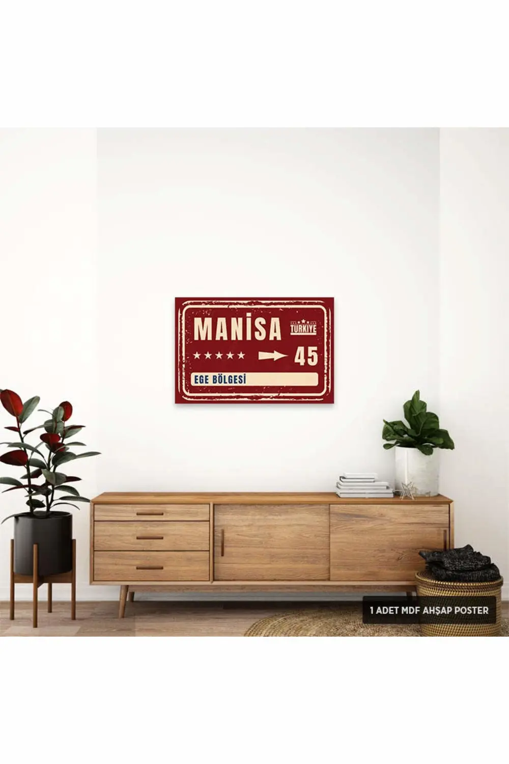 PT1121 - Manisa Şehir Tabelası Retro Mdf Ahşap Poster (20x30cm)