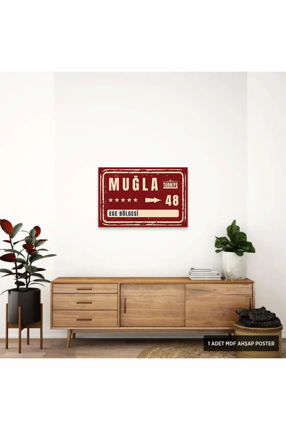 PT1127 - Muğla Şehir Tabelası Retro Mdf Ahşap Poster (20x30cm)