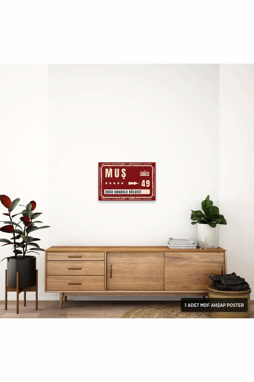 PT1129 - Muş Şehir Tabelası Retro Mdf Ahşap Poster (20x30cm)