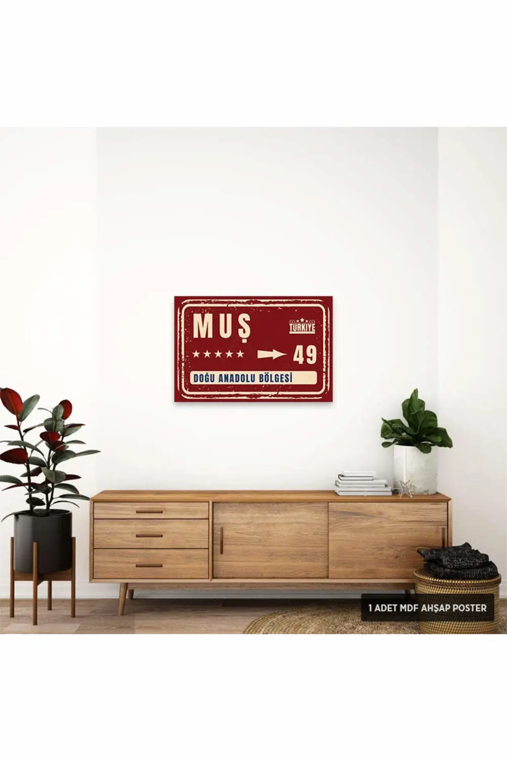 PT1129 - Muş Şehir Tabelası Retro Mdf Ahşap Poster (20x30cm)
