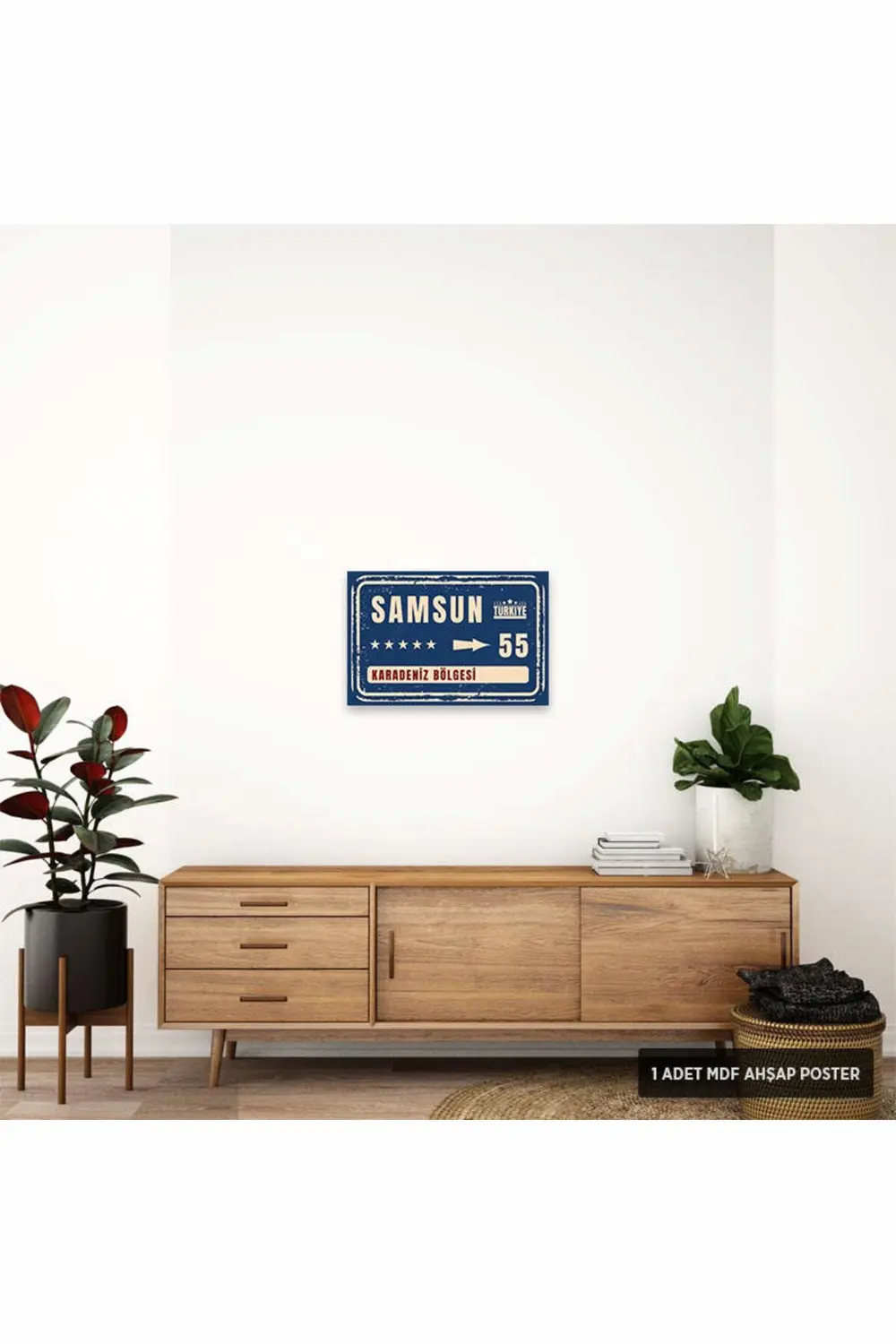 PT1142 - Samsun Şehir Tabelası Retro Mdf Ahşap Poster (20x30cm)