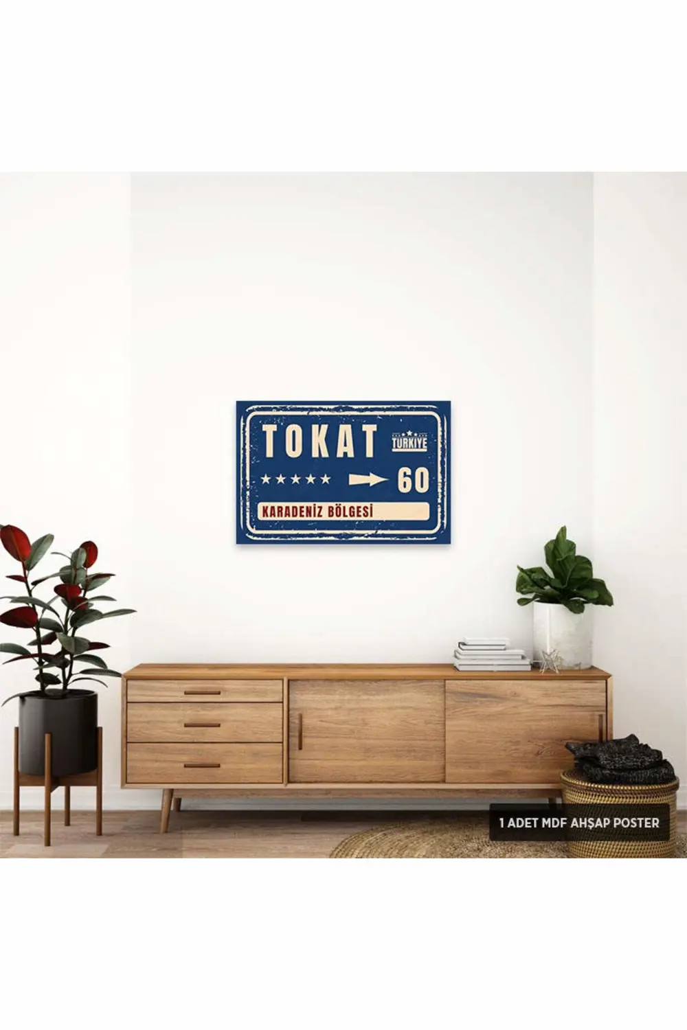PT1152 - Tokat Şehir Tabelası Retro Mdf Ahşap Poster (20x30cm)